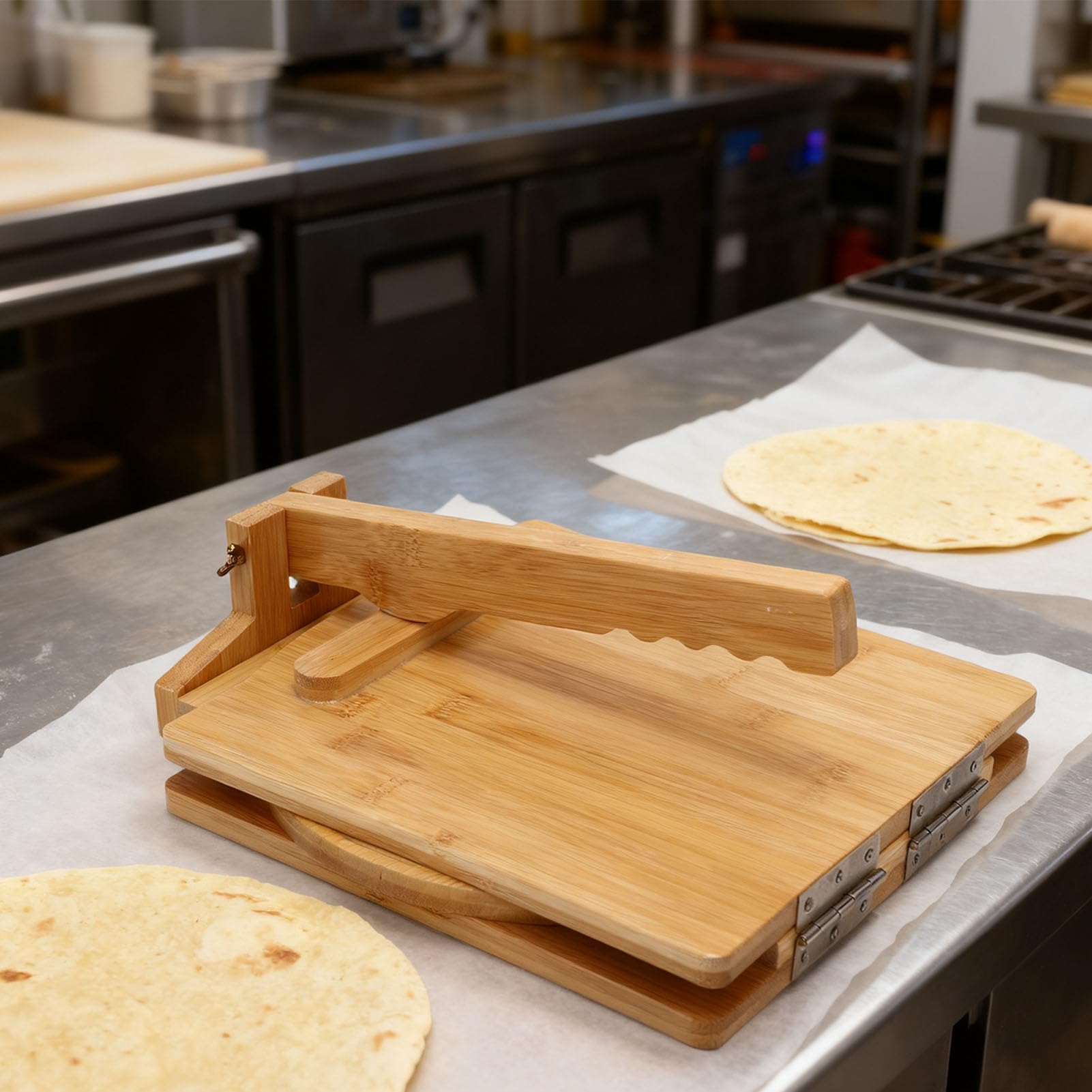 GOWENIC Sicherer und Ergonomischer Tortilla-Presser aus Holz für die Sichere und Bequeme Herstellung von Tortillas, Ideal für Links- und Rechtshänder