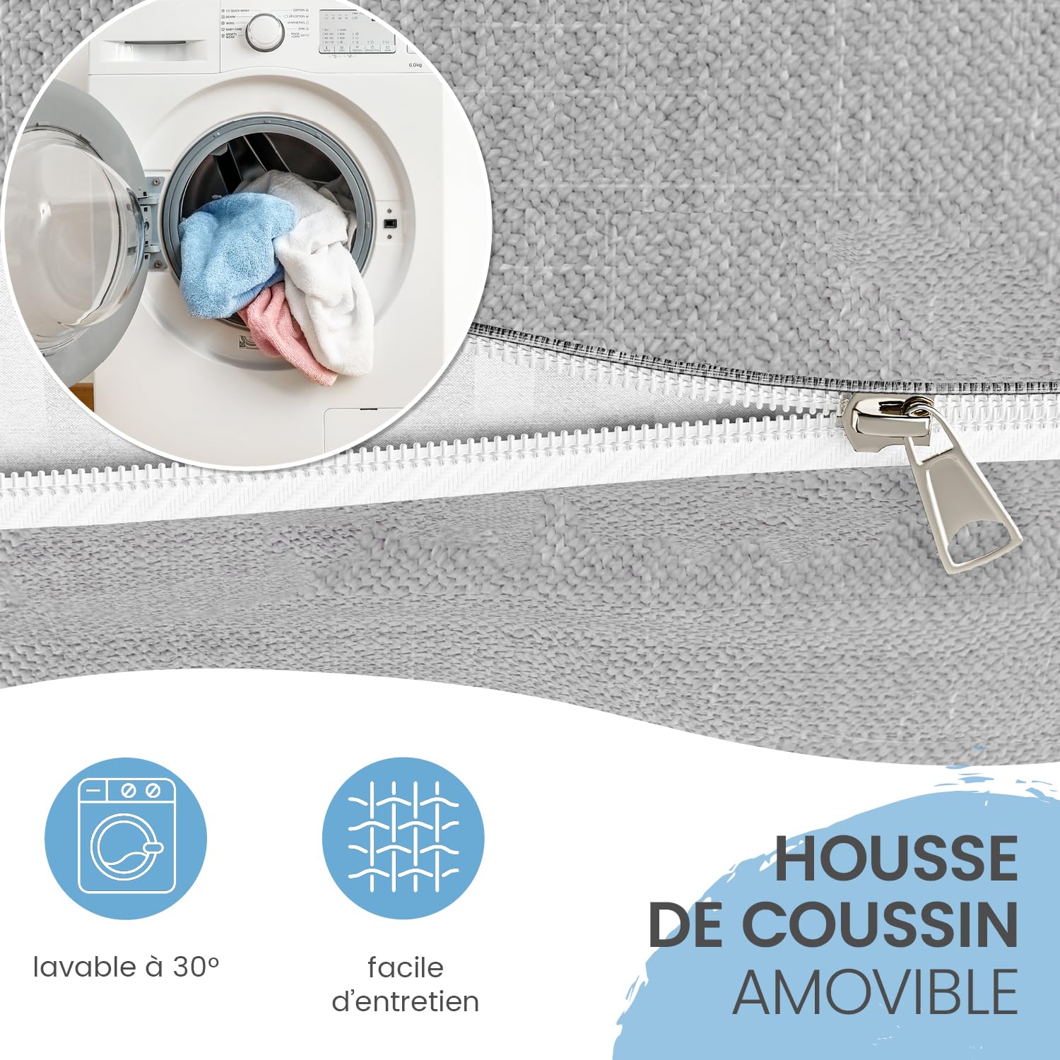 ELONEO Coussin de Dossier 180 cm de Large, Coussin en Coin adapté pour lit et canapé
