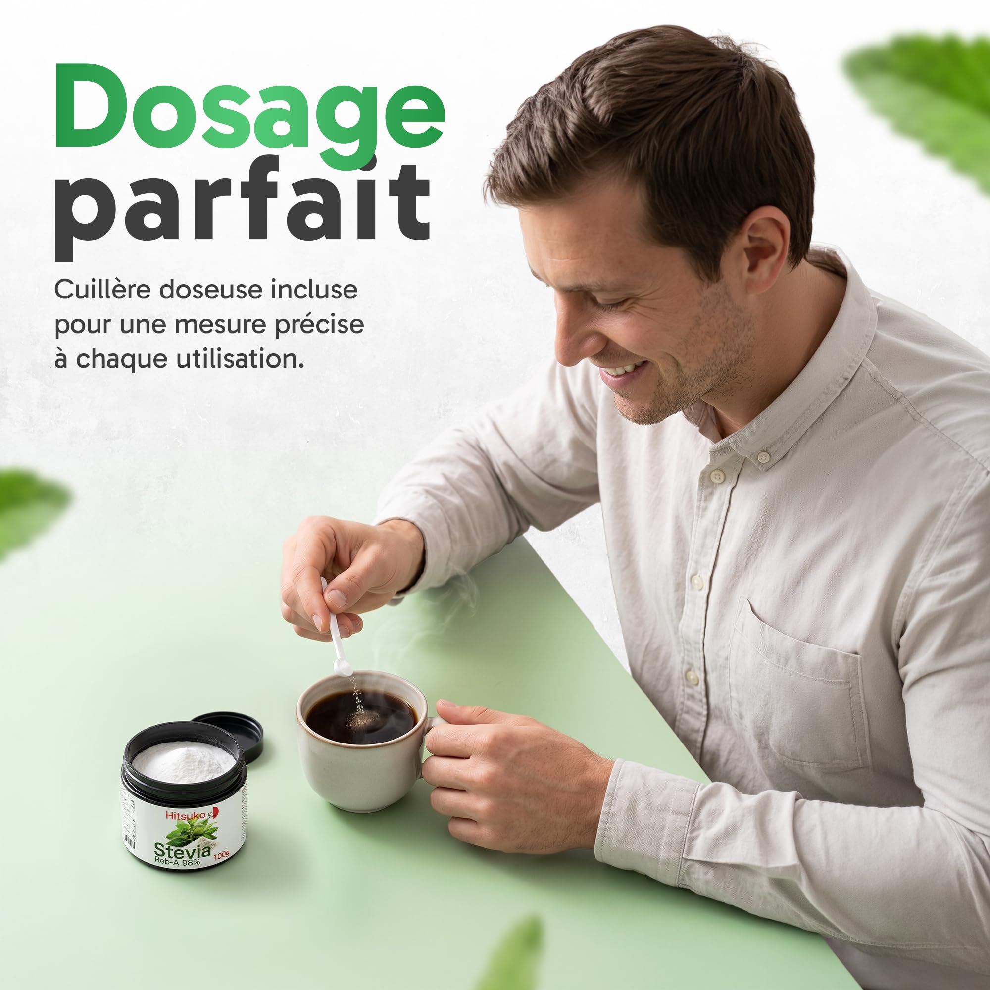 Poudre de Stévia Ultra-Concentrée (100g) | RebA-98 Pur à 98% | 470x Plus Sucrant que le Sucre