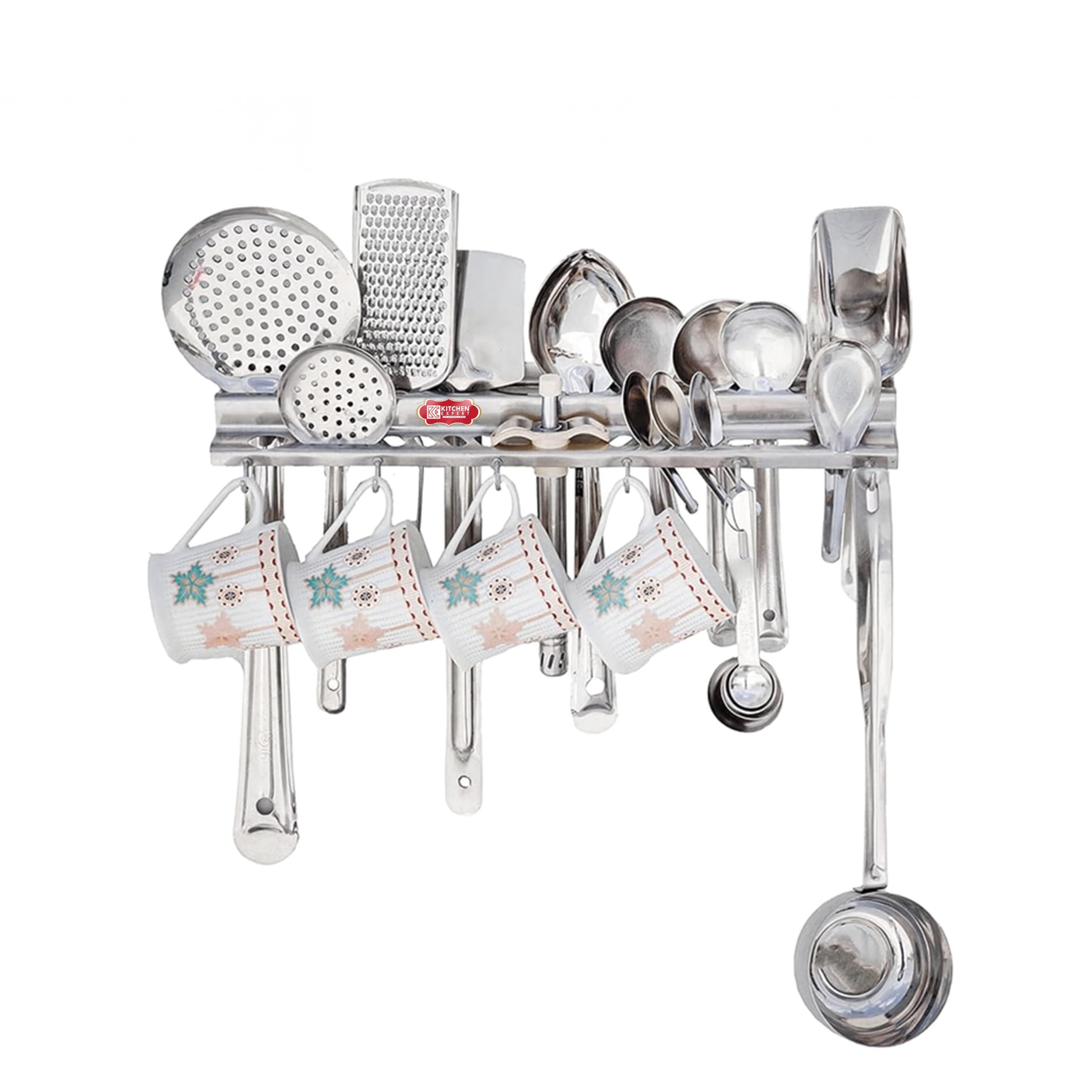 KITCHEN EXPERT, THE KITCHEN'S BEST Stainless Steel Spoon Holder and Cup Wall Stand, Silver