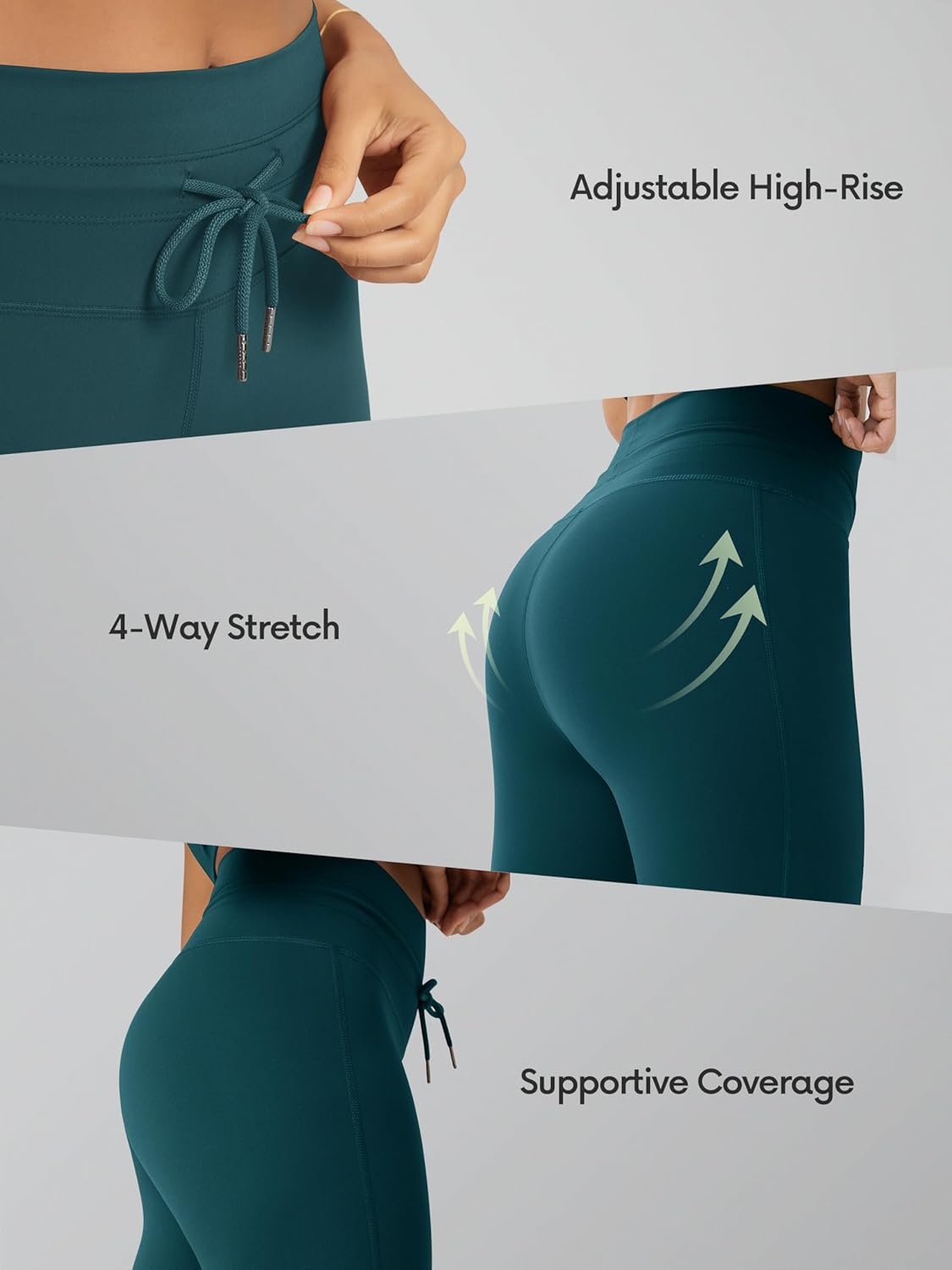 ODODOS Women's Drawstring Tie Capri Leggings 19" Inseam, High Waist Compression Workout Cropped Yoga Pants