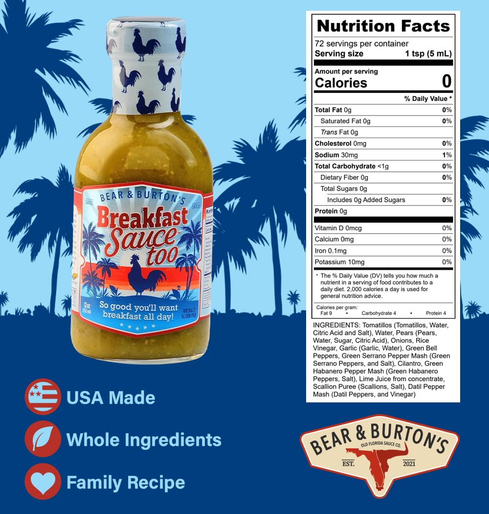 Bear and Burton's Breakfast Sauce Too 2 Pack | Medium Heat from the Makers of W Sauce | 12 Fl Oz - 2 Pack