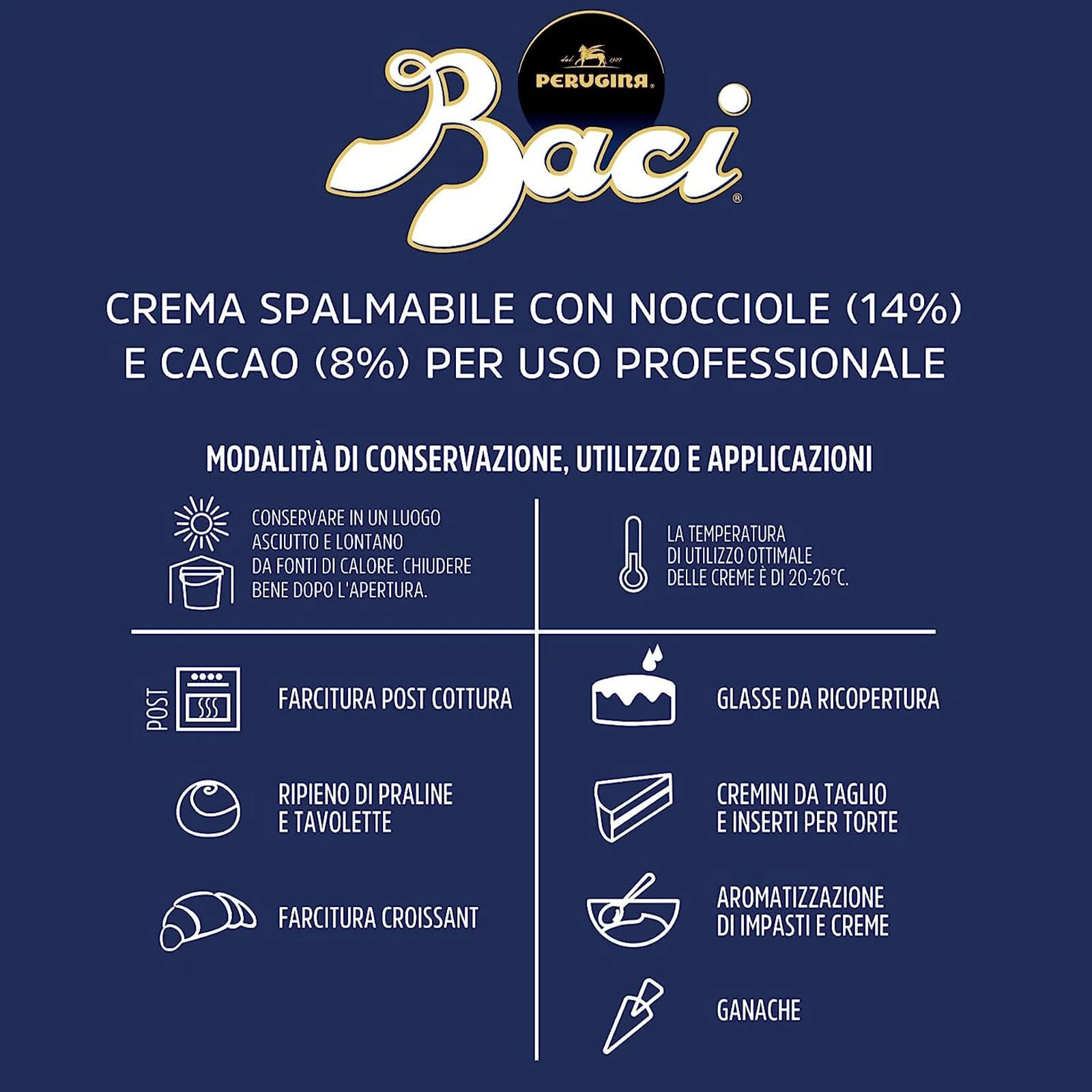 Tarro de crema para untar anhidra Baci Perugina Pasta Chocolate Avellana 3 kg