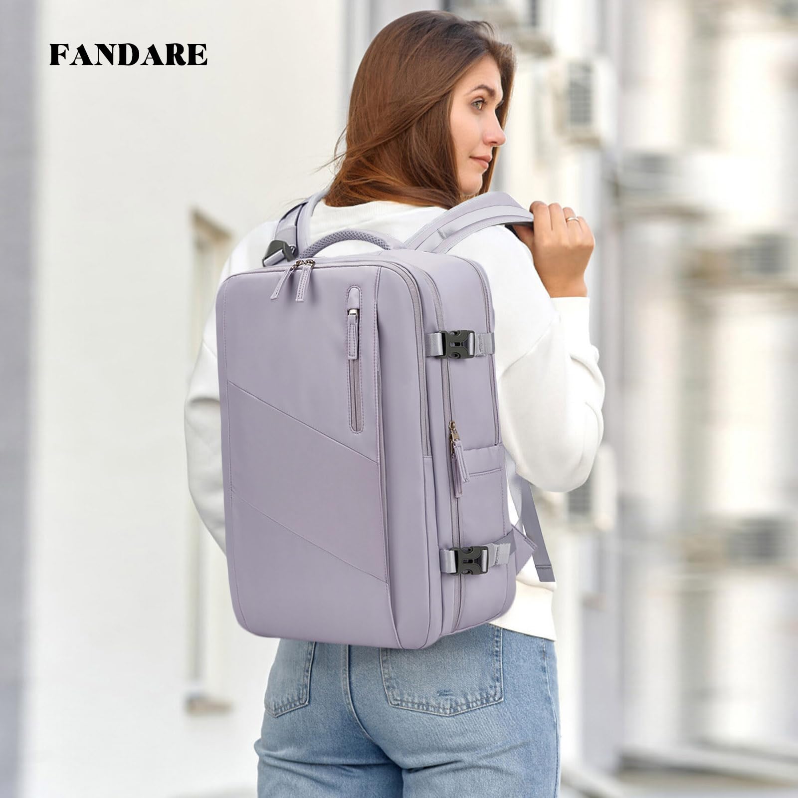 FANDARE Mochilas Tipo Casual Bolsa de Equipaje de Mano para avión Hombre Mujer Mochila Viaje Ryanair 30x20x45cm Bolsa Laptop Bolso de Mano Mochila de Viaje Bolsos Negocio Trabajo Mochila Púrpura