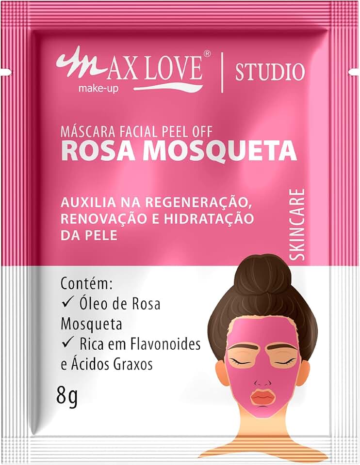 Máscara Rosa Mosqueta Max Love - Hidratação Profunda, Pele Macia e Aveludada - Sachet Facial 8g