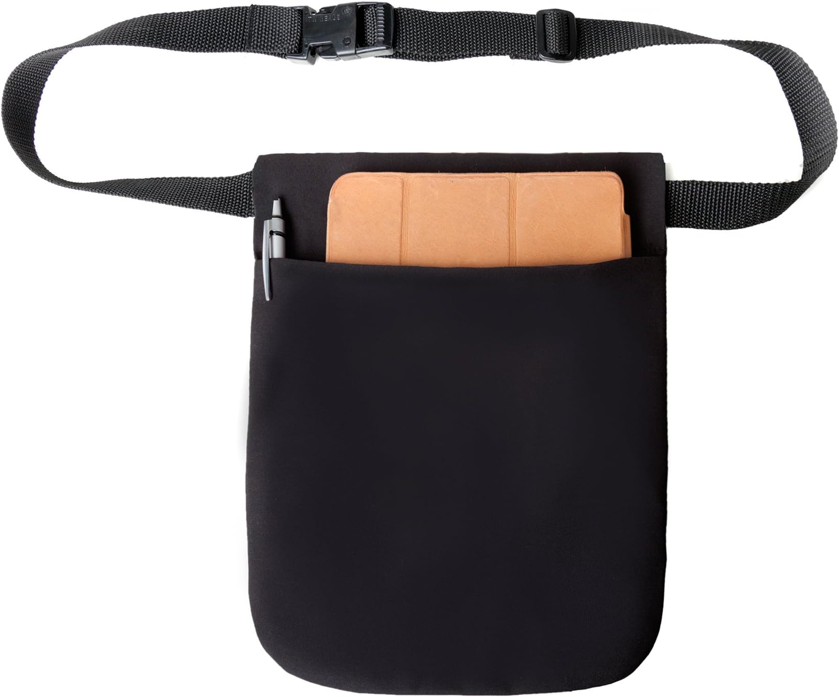 Black Single Pocket Tablet Pouch with Adjustable Web Belt and Clip Made in USA