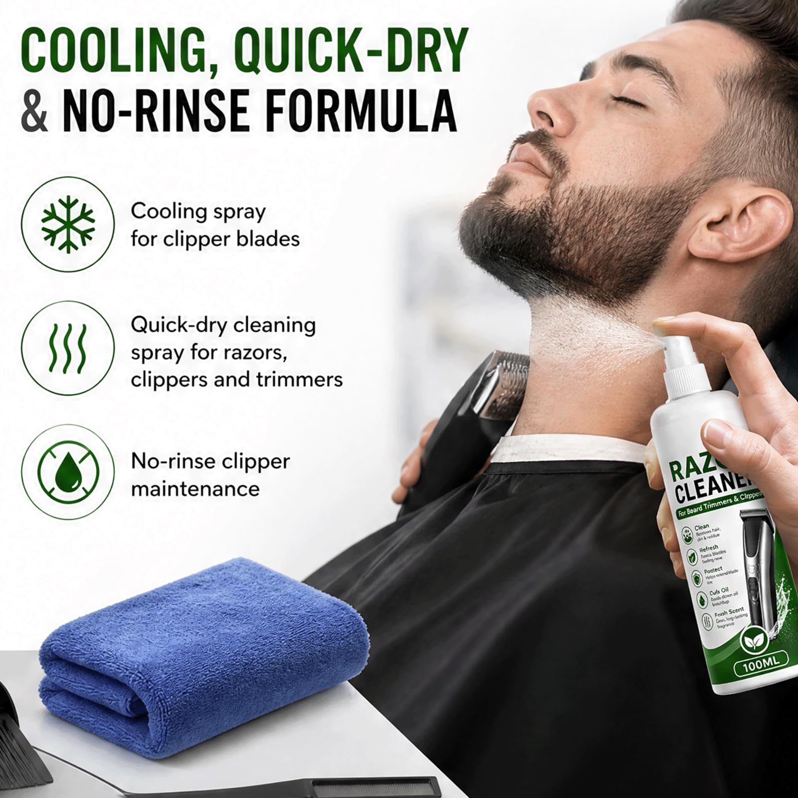 Spray do czyszczenia ostrzy do maszynki do strzyżenia włosów – spray do czyszczenia maszynki i golarka elektryczna, usuwa pozostałości włosów i oleju, smaruje ostrza, zmniejsza tarcie i rdzę