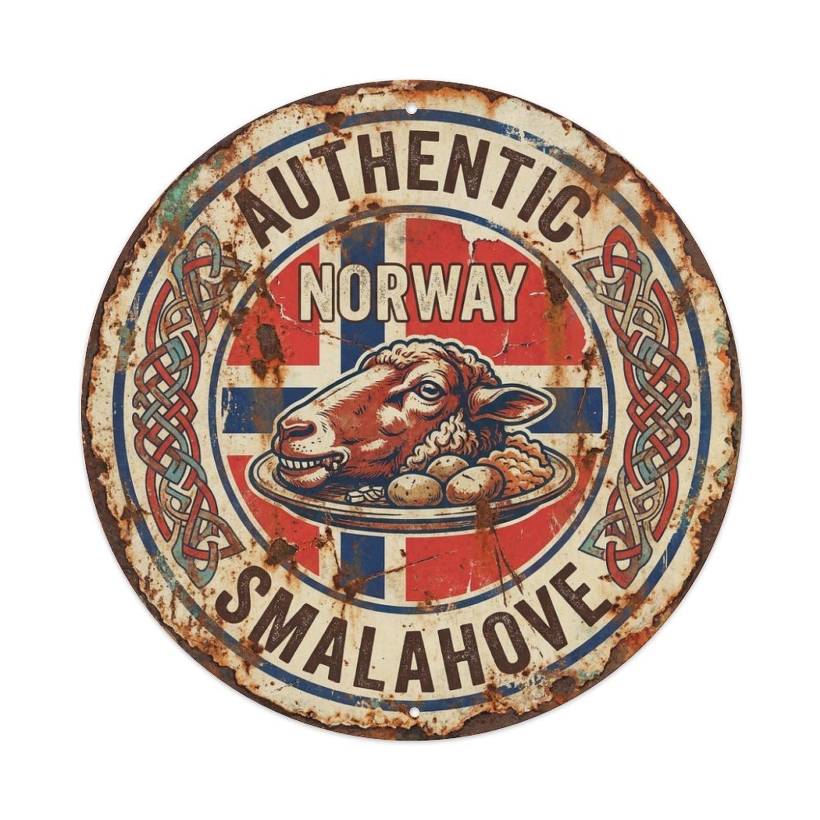 Olhnbad Style Norway Smalahove Travel Meat Dish Cuisine Metal Tin Sign
