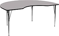 Flash Furniture 48x72 Kidney Grey Activity Table - Adjustable Height Legs, Scratch-Resistant Thermal Laminate Top