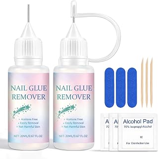 2PCS Press on Nail Glue Remover,Gel Glue Remover for Nails Tips | Fake Nail Remover,Beginner-friendly Precision Tip Design,Hydrating Quick Removal,Gentle Gel Glue Remover for Nails Tips