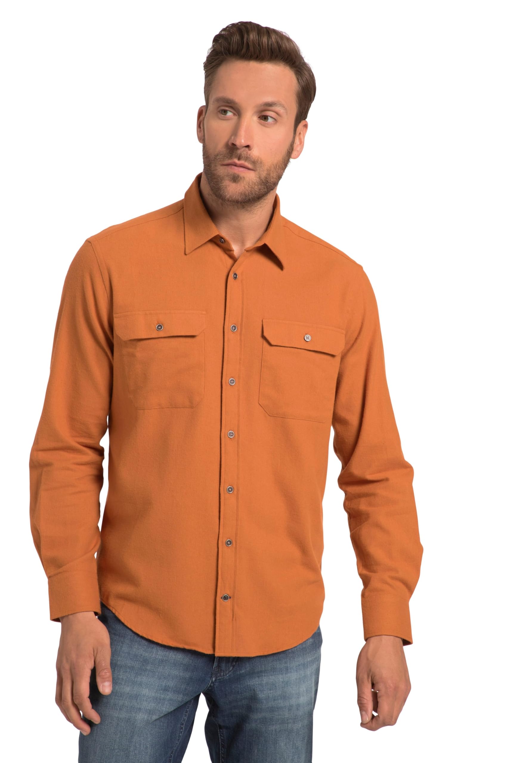 JP 1880 Men's Large Sizes Plus Sizes Menswear L-8XL Flannel Shirt, Long Sleeve, Kent Collar, Modern Fit 819746
