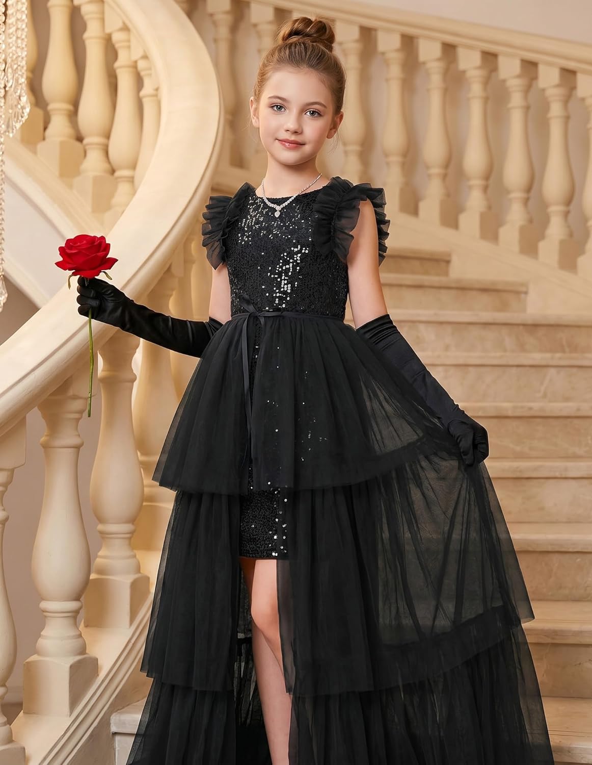 GRACE KARIN Girls Dresses Sequin Party Formal Pageant Dress Tween Girl Birthday Tulle Prom Princess Maxi Dress Size 5-14