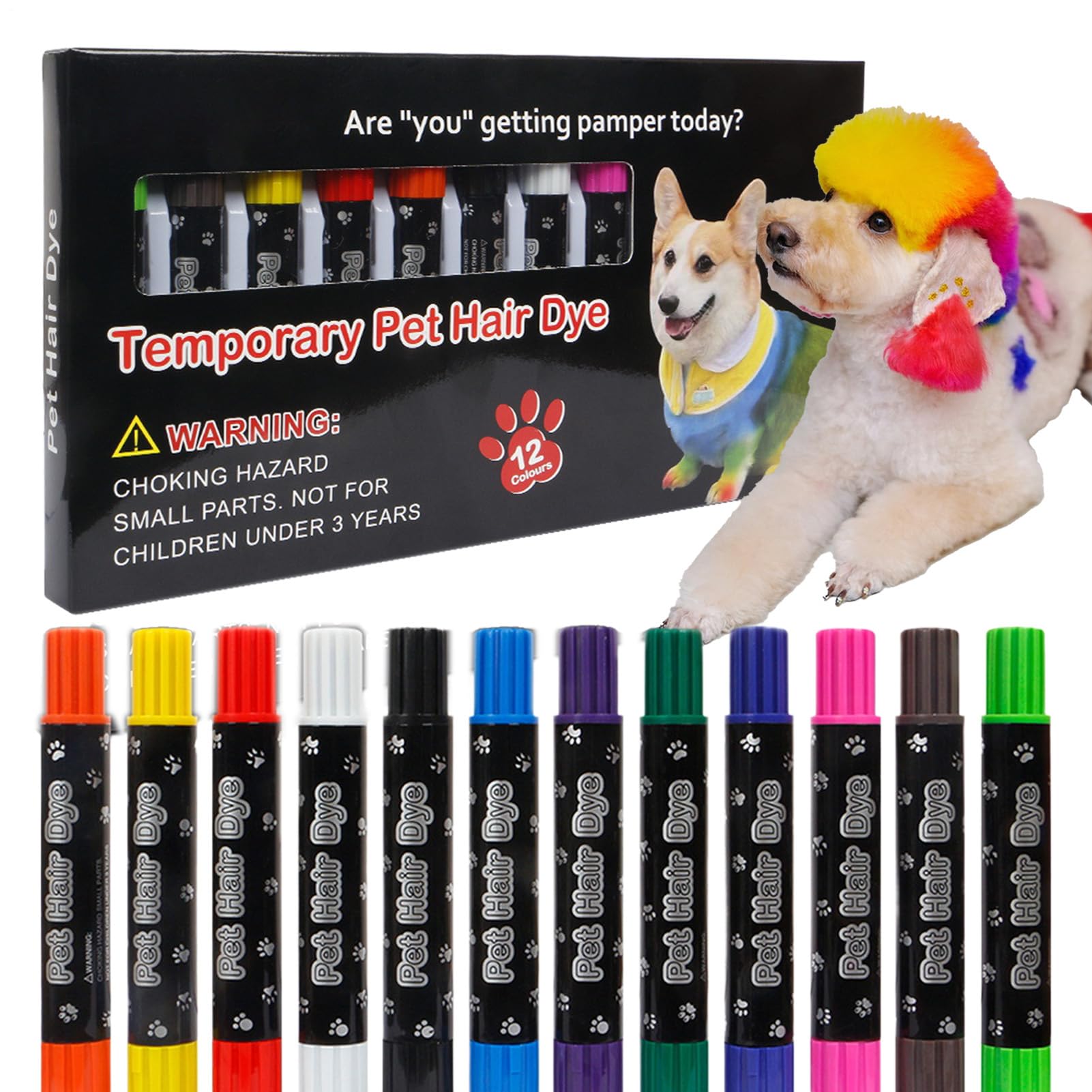 Dog Hair Dye - Marking Painter for Puppy - Fade-Resistant Dog Hair Dye Marker Kit for Coloring and Costume Parties
