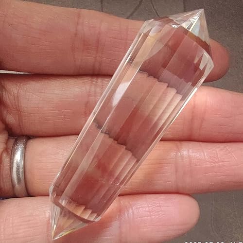 Miniatura 6 de Varita de cristal transparente de 24 caras Vogel de punto de cristal de 2.36 pulgadas, torre de cristal de doble terminación, cristal natural para