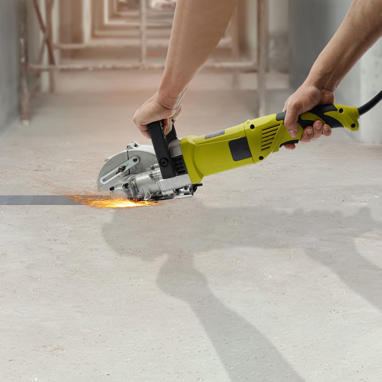 Rompadora de pared, máquina ranuradora de 4000 W, 6500 r/min de alta velocidad, profundidad y ancho ajustables, cortadora de ranura de hormigón con 5 hojas de sierra y bomba de agua