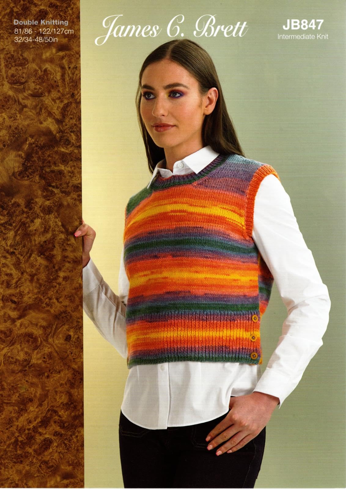 James C Brett Double Knitting Pattern JB847 Slipover 81/86 - 122/127 cm