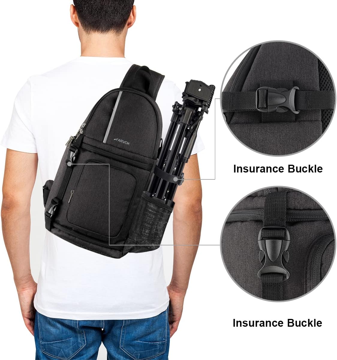 ARVOK Camera Shoulder Bag, Waterproof Camera Backpack with Rain Cover & tripod holder, Professional Camera Bag for Nikon Sony Fujifilm DSLR, SLR and Lenses