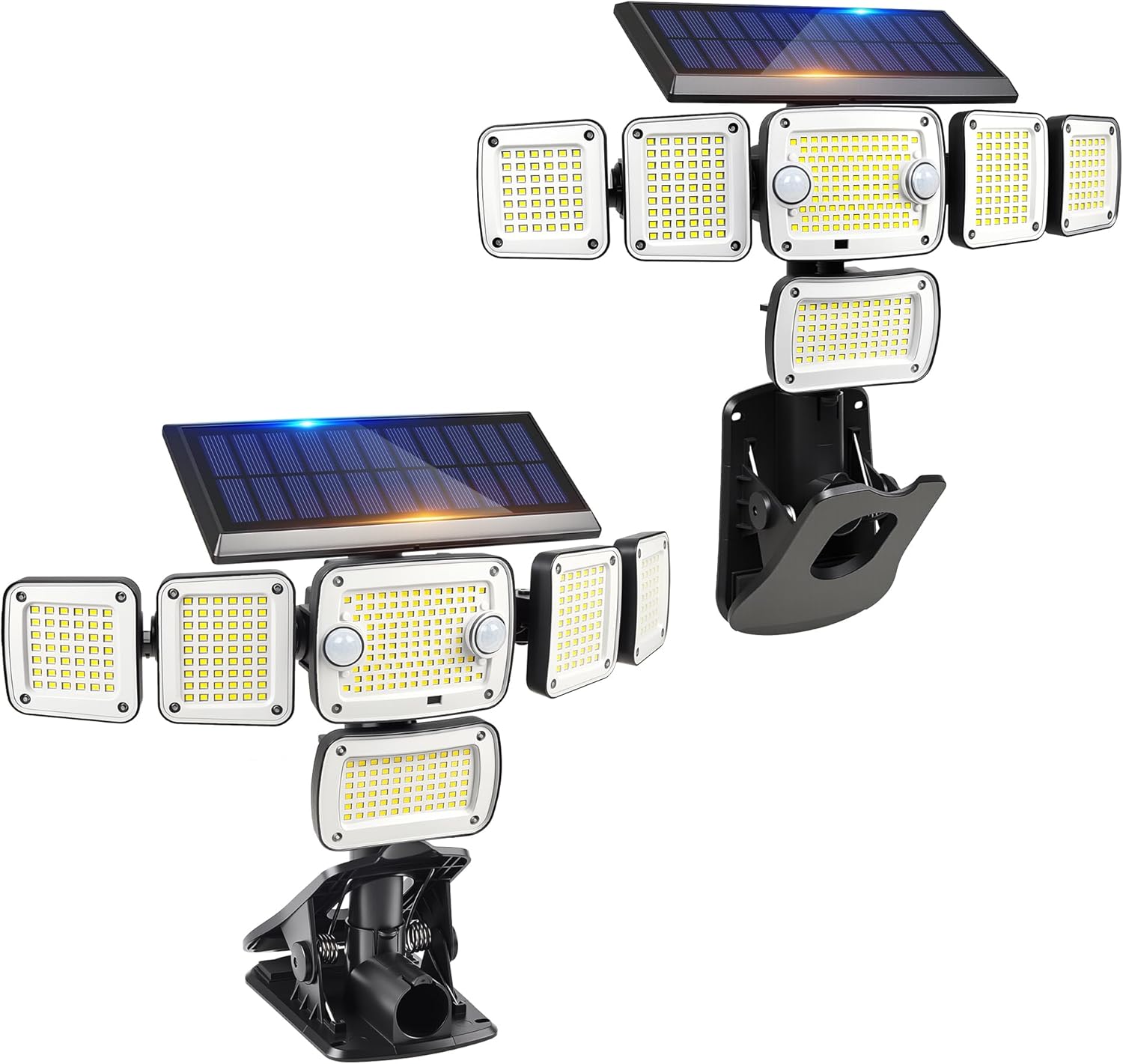6000LM Solar Flood Lights Outdoor, 336 LEDs Dual Clip on Motion Sensor Outdoor Lights with 360° Wide Angle &3 Modes, IP65 Waterproof Security Light for Yard Patio Garage Garden (2Pack)
