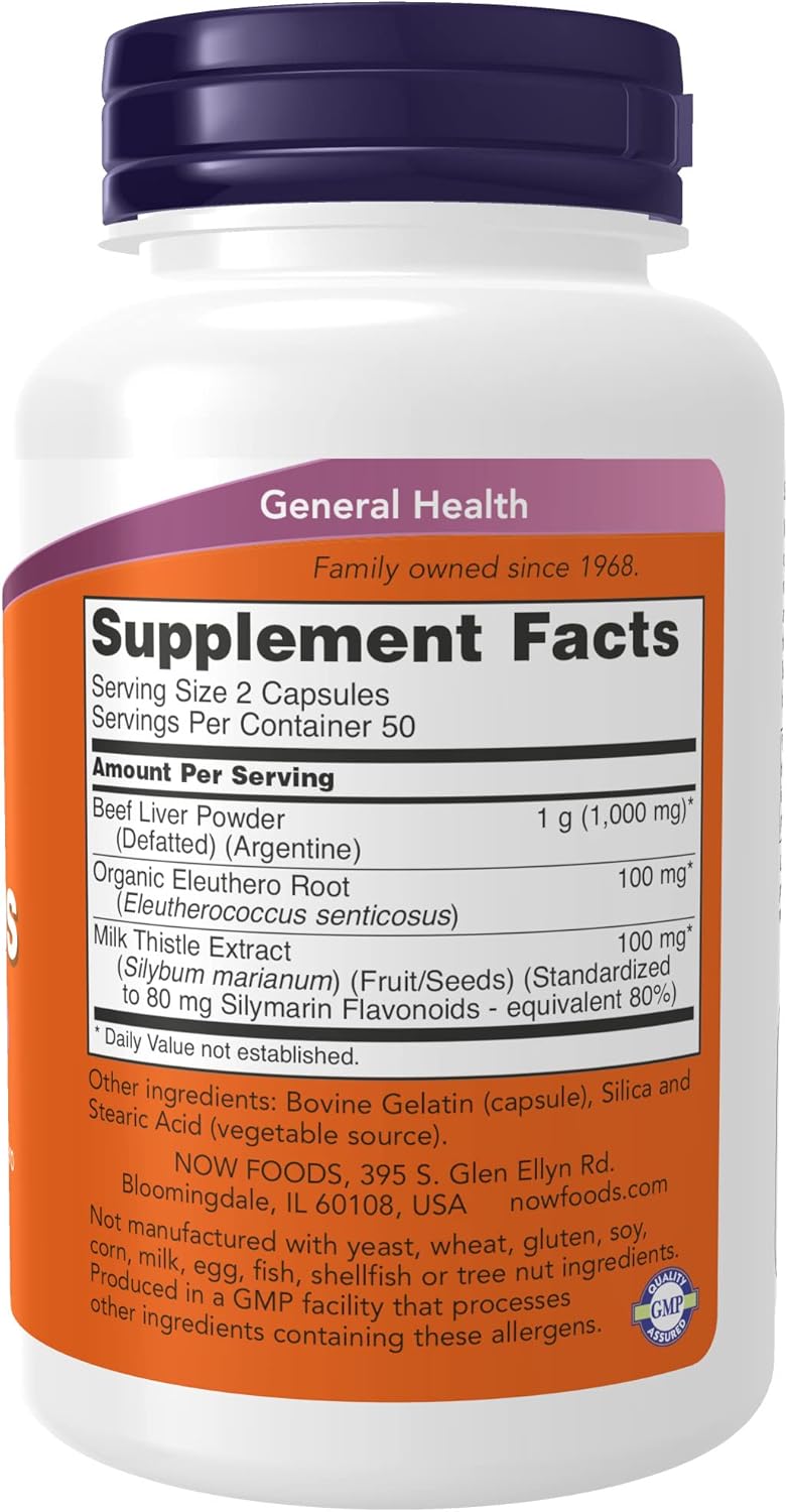 NOW Supplements, Liver Caps with Milk Thistle and Eleuthero, Supports Liver Health*, 100 Capsules : Health & Household