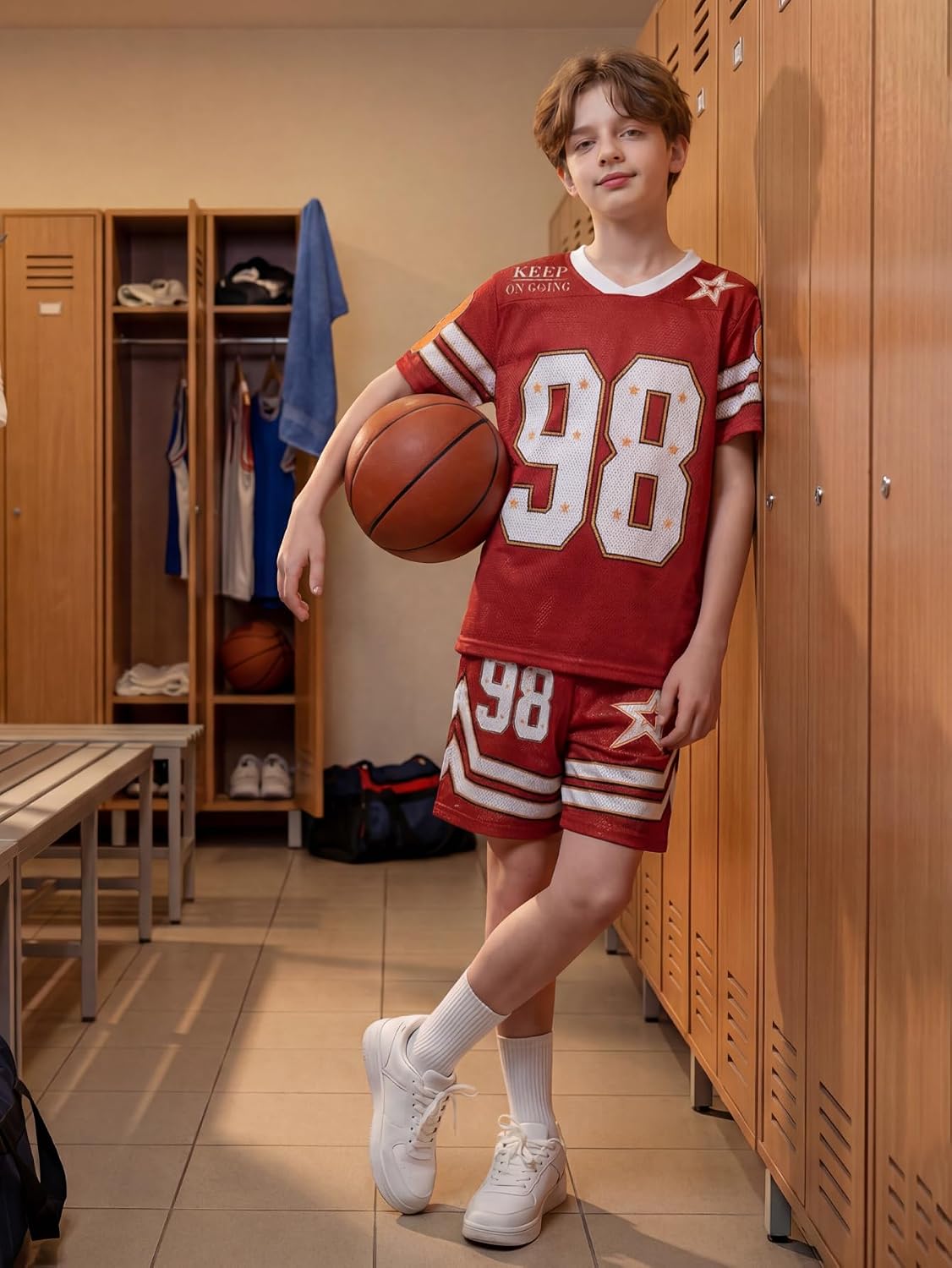 PureChapter Boys 2 Piece Outfits Short Sleeve Matching Short Sets Summer Athletic Clothes Basketball Jerseys Quick Dry
