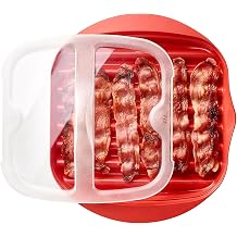 Microwave Bacon Tray with Splatter Lid, Microwave Easy Bacon Maker, Microwavable Bacon Grill Tray Make Crispy in Minutes