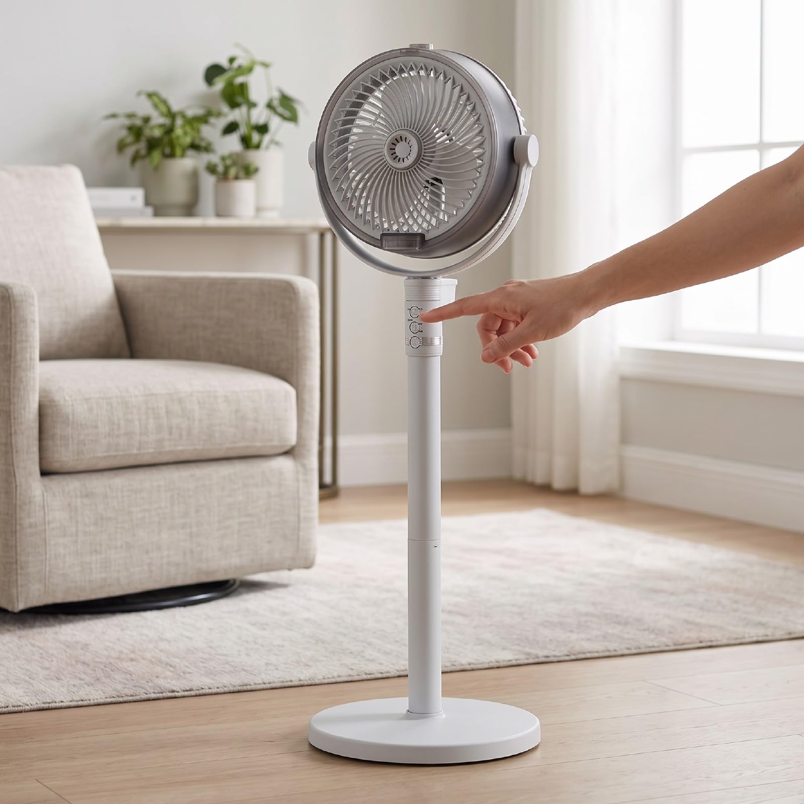 Ventilador de Pie para Dormitorio, Ventilador Nebulizador con Tanque de Agua de 500 Ml (WHITE)