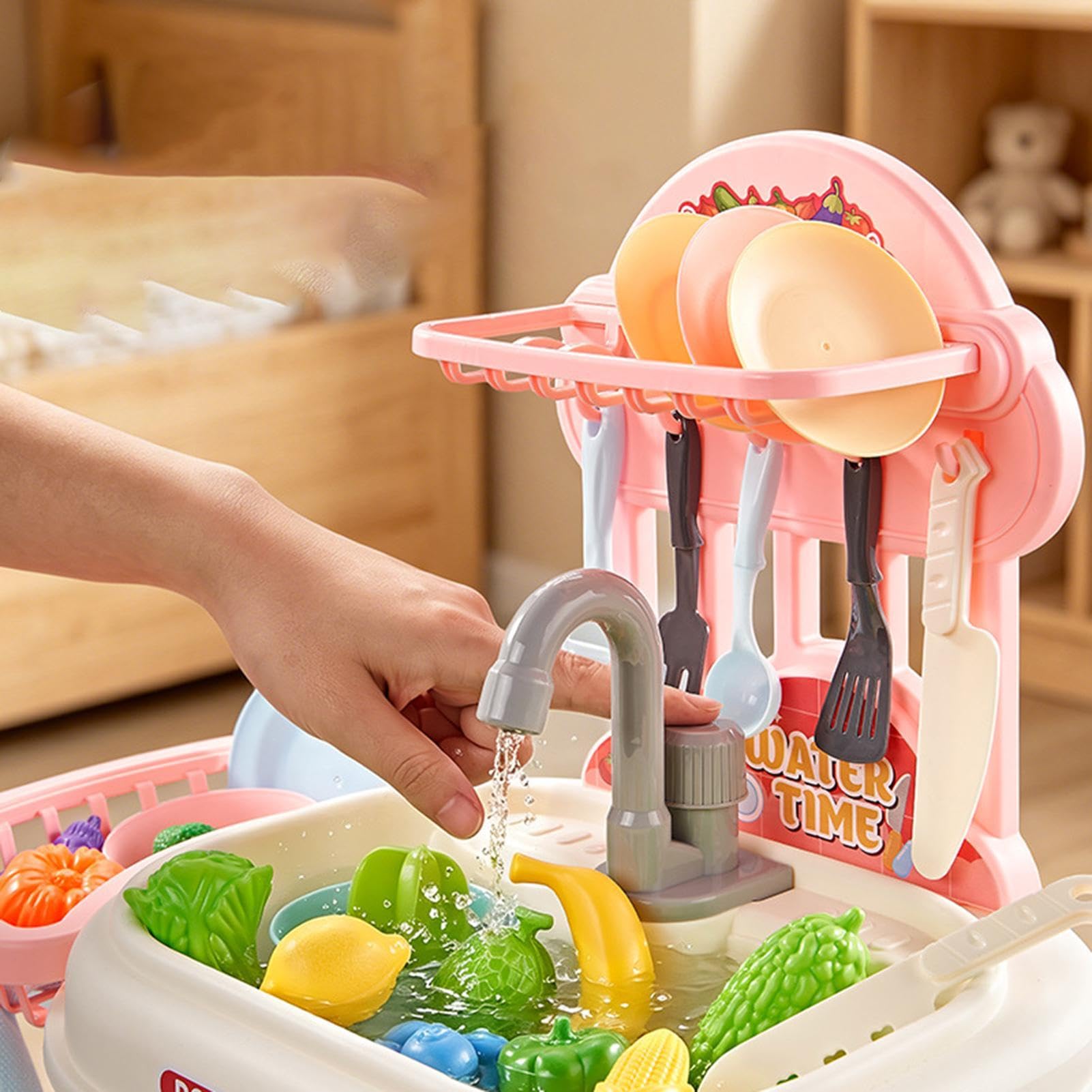 Lavello Giocattolo per Bambini 52 Pezzi di Imitazione con da Tavola | Lavello da con Tavolo ad Acqua per Compleanno, Festa dei Bambini, Capodanno, Bambini e Bambine