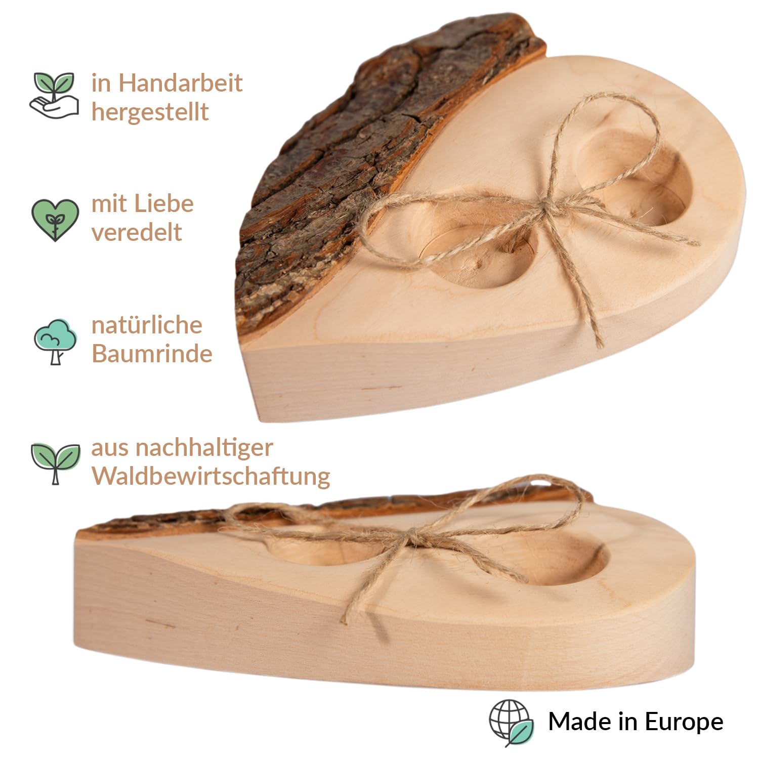 Personalisiertes Holz Herz Ringkissen zur Hochzeit | Graviert mit Namen des Brautpaares und Hochzeitsdatum | Boho Trauringkissen für Hochzeitsringe | Vintage Ringhalter Trauung Zeremonie Standesamt