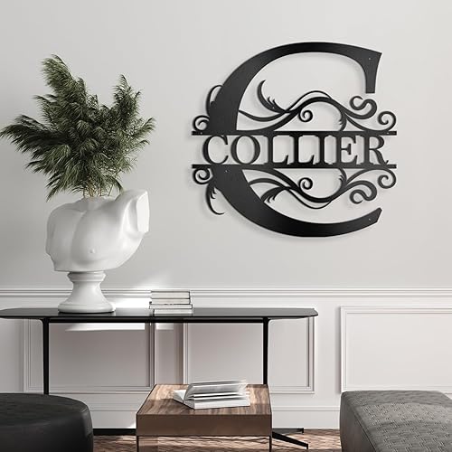 Miniatura 3 de Custom Metal Signs Metal Name Sign Metal Wall Art Split Letter Monogram Wall Decor Metal Wall Art Last Name Sign Family Name Sign