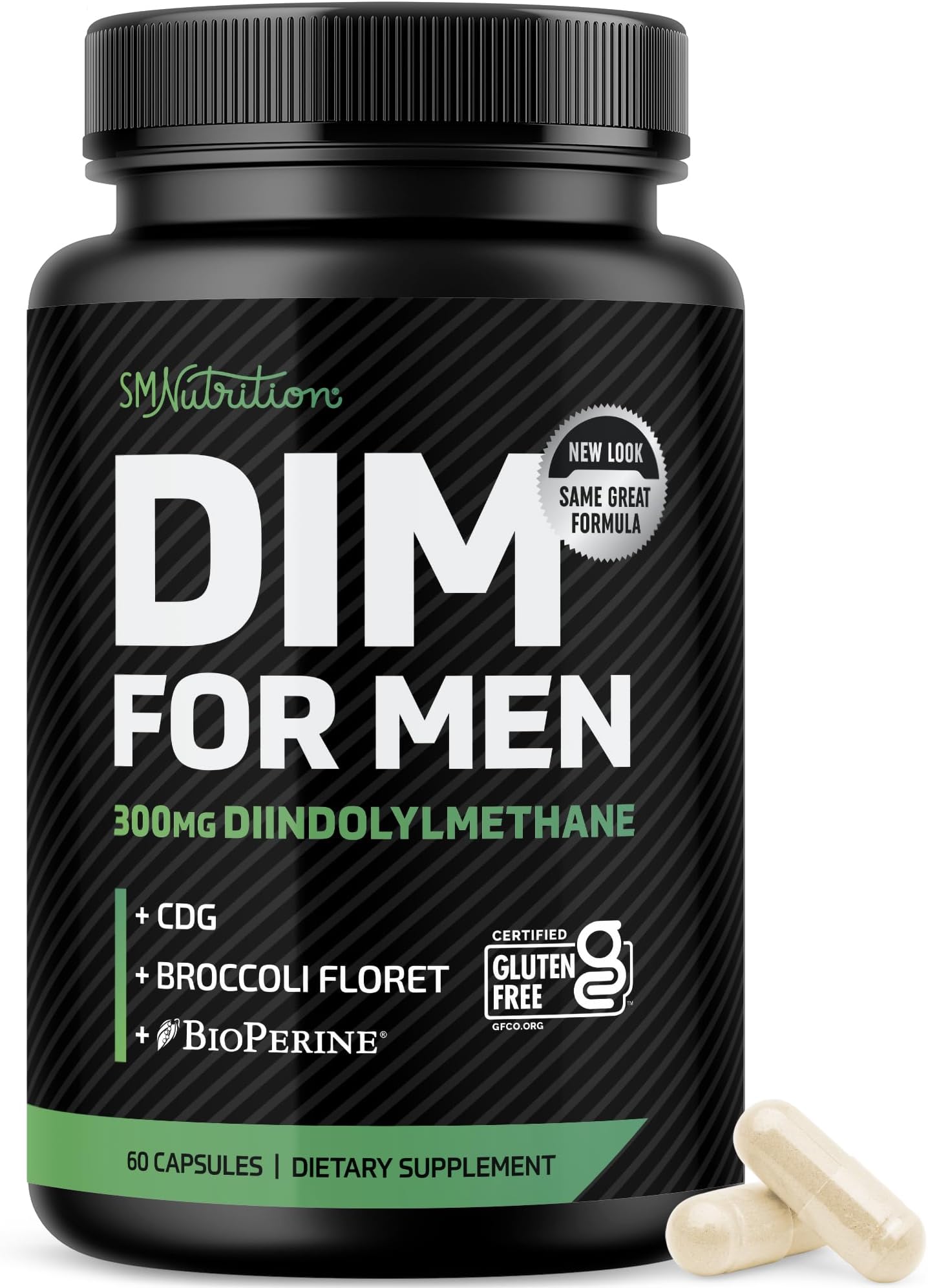 300mg DIM Complex Diindolylmethane Supplement (60 Capsules) - DIM Plus BioPerine, CDG, Broccoli Sprouts - Aromatase Inhibitor for Men; DIM for Weight Loss, Acne, Hormone Balance, Liver Health