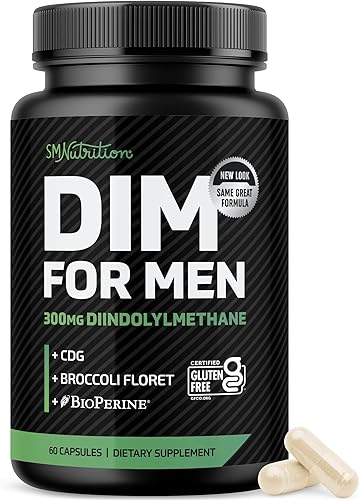Suplemento DIM para hombres de 300 mg | Bloqueador de estrógeno e inhibidor de la aromatasa | Refuerzo de equilibrio hormonal extra fuerte y