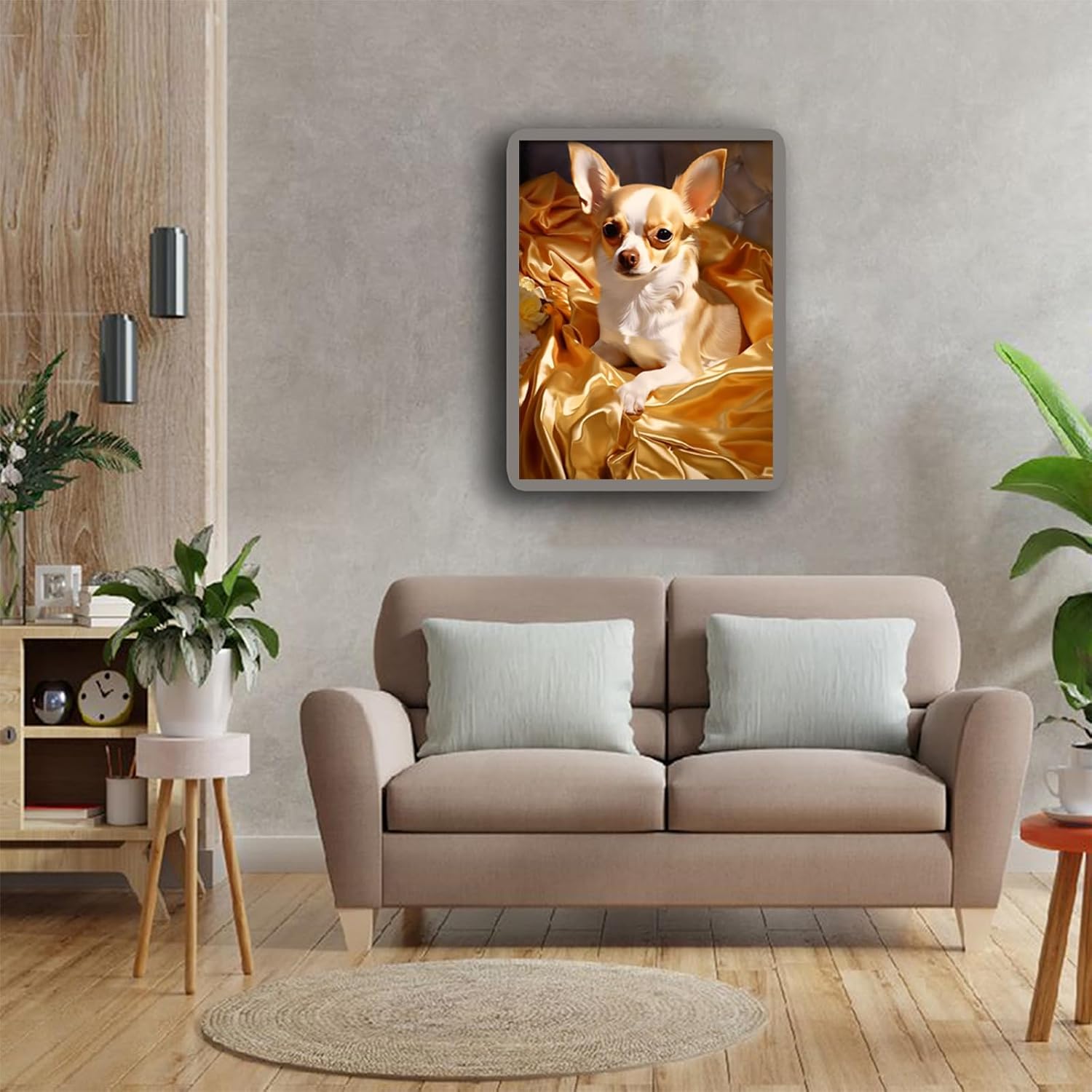 TUTUMAY21 Beauty Chihuahua Art Diamond Painting Kits for Adult Chihuahua Dog Diamond Art Full Round Gemstone Crystal Art Embroidery Handmade Kit 30x40cm