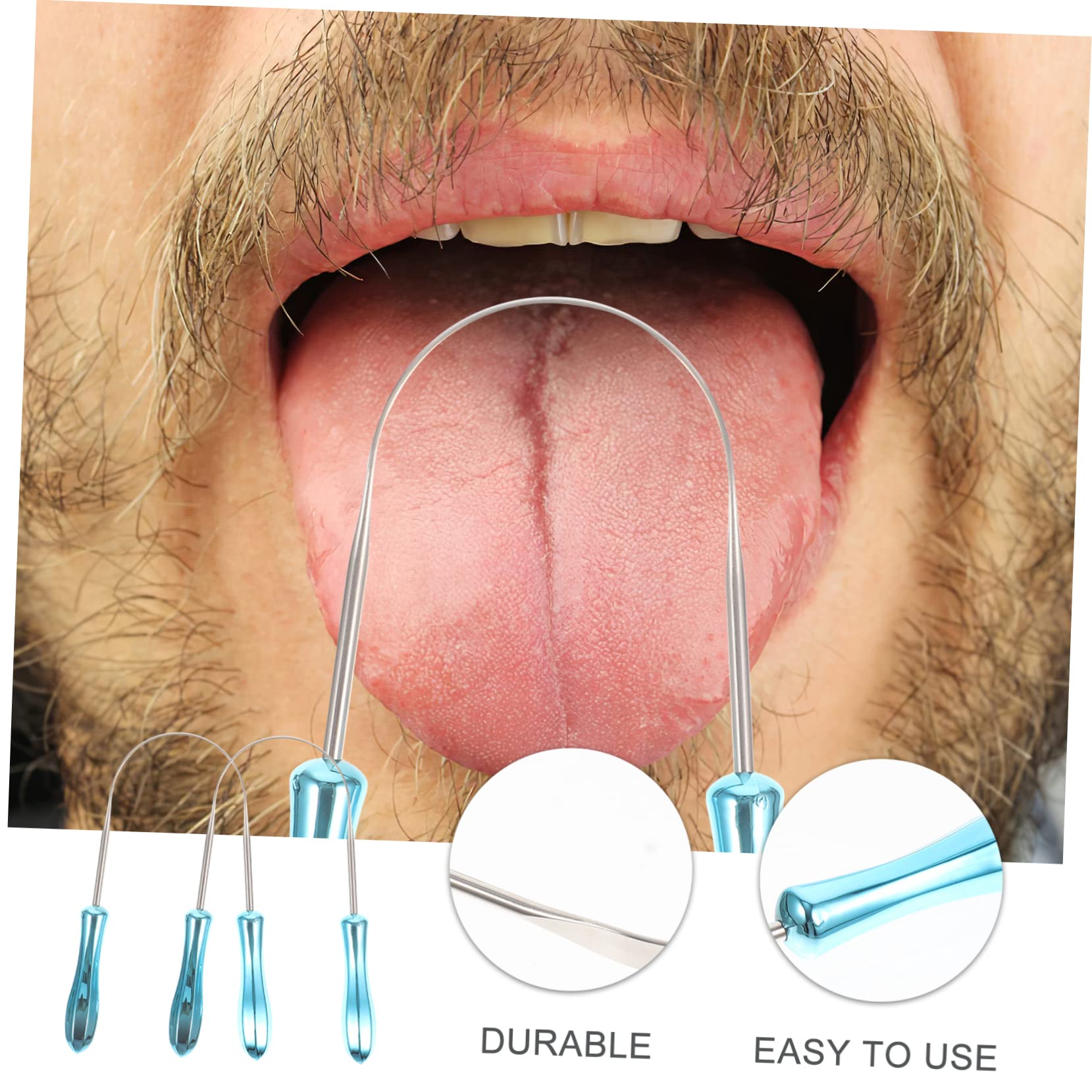 4 Set Raschietto Linguale Acciaio Inossidabile U Shape Strumento Orale Per Adulti E Rimuove Residui E Odori Facile Usare 2 Pezzi * 4