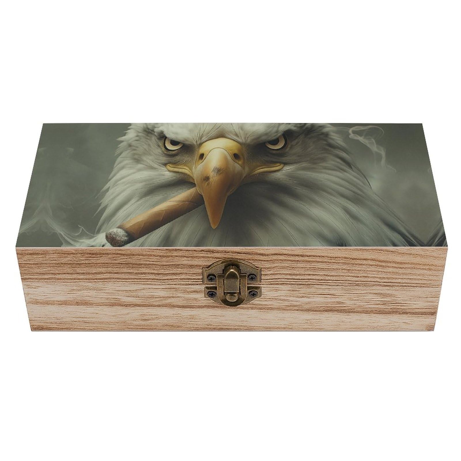 SMAZDFXX Funny Eagle Smoking Wooden Storage Box Multipurpose Decorative Box for Jewelry Photo Home Decor