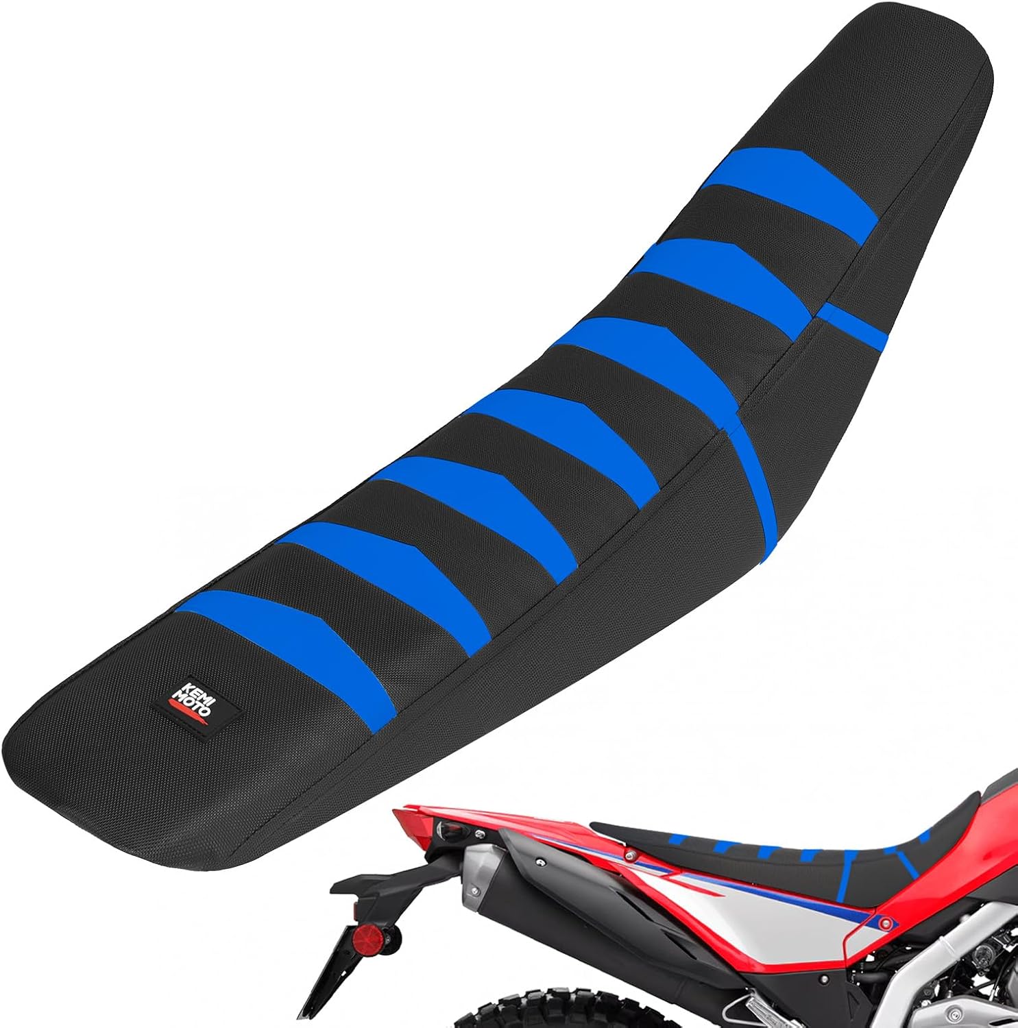 KEMIMOTO Dirt Bike Seat Cover, Anti-Slip Universal Motorcycle Motocross Enduro Off Road Seat Cover, Compatible with Soleil01 IN10 CRF XR RM KX KLX TTR PW YZF Black & Blue