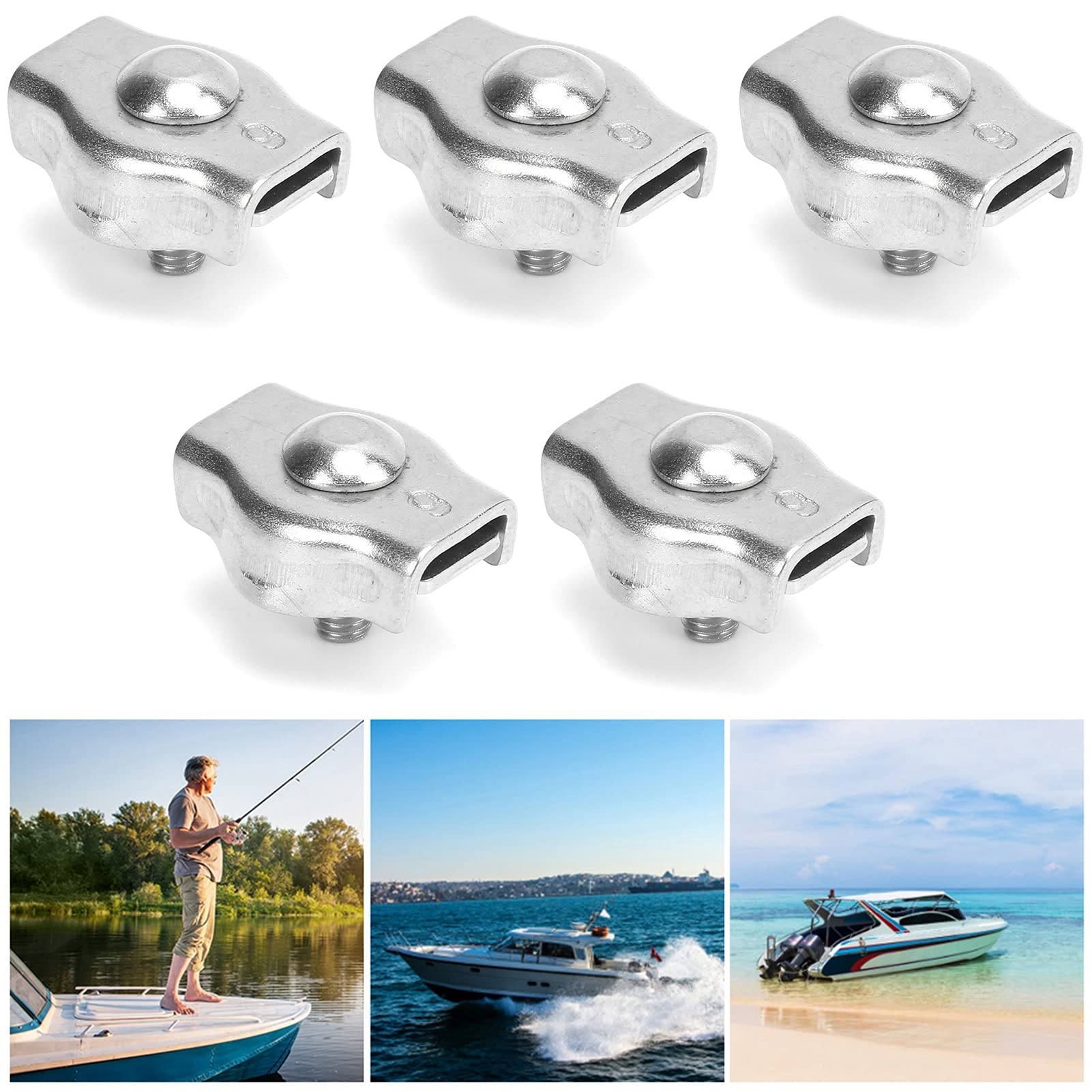 Wire Grip Clamp, Wire Grip Clip 5PCS Stainless Steel for Mining Equipment for Hoisting Machinery (6MM)