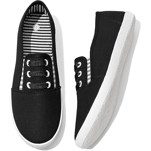 Women's Canvas Slip On Sneakers - Casual Walking Shoes, Non Slip Work Shoes