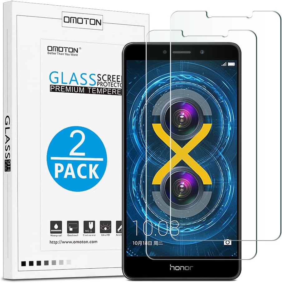 OMOTON Tempered Glass Screen Protector Compatible Huawei Honor 6X 5.5 Inch, 2 Pack