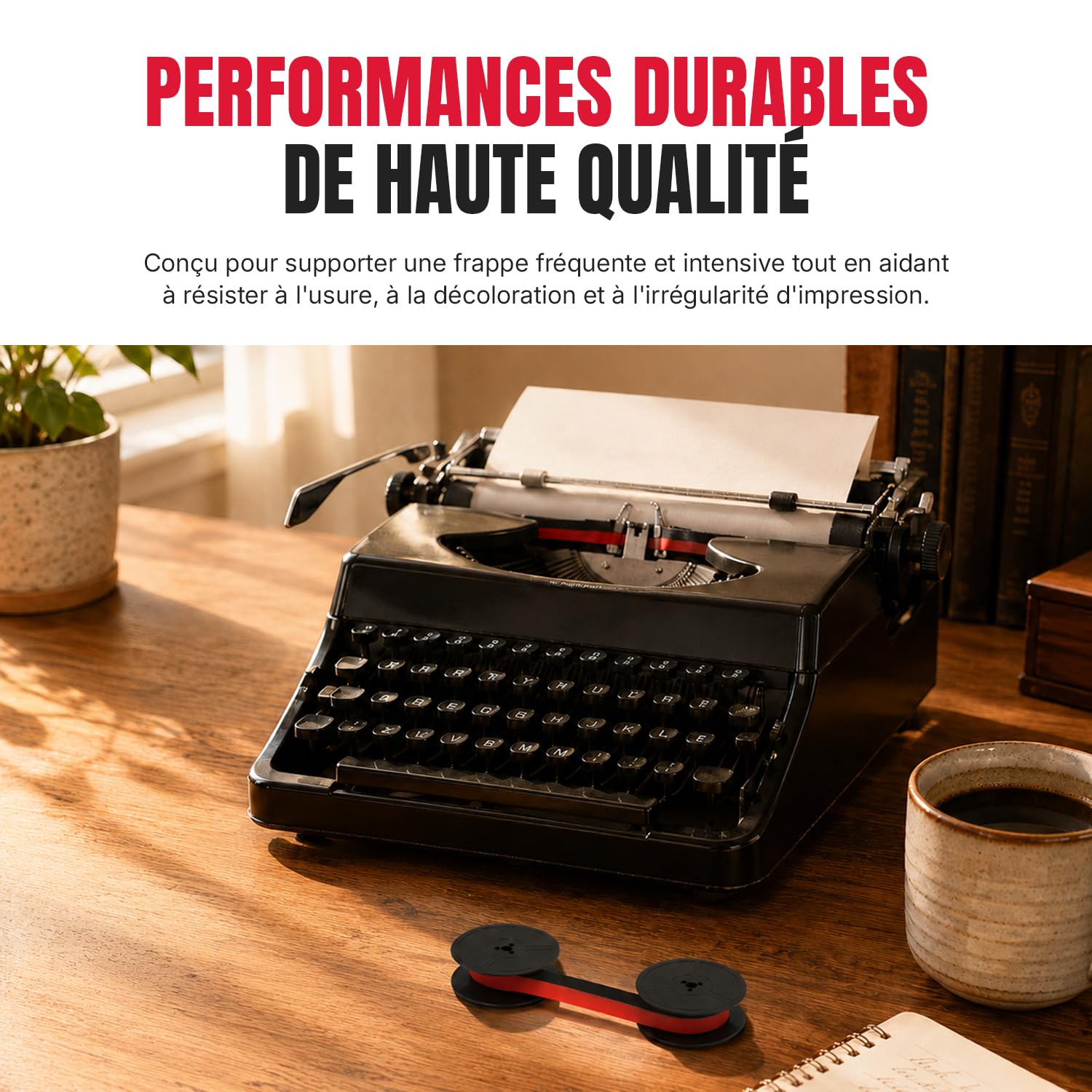 Printerfield Ruban pour Machine à Écrire, Double Bobine - Rouge et Noir (6 pièces)