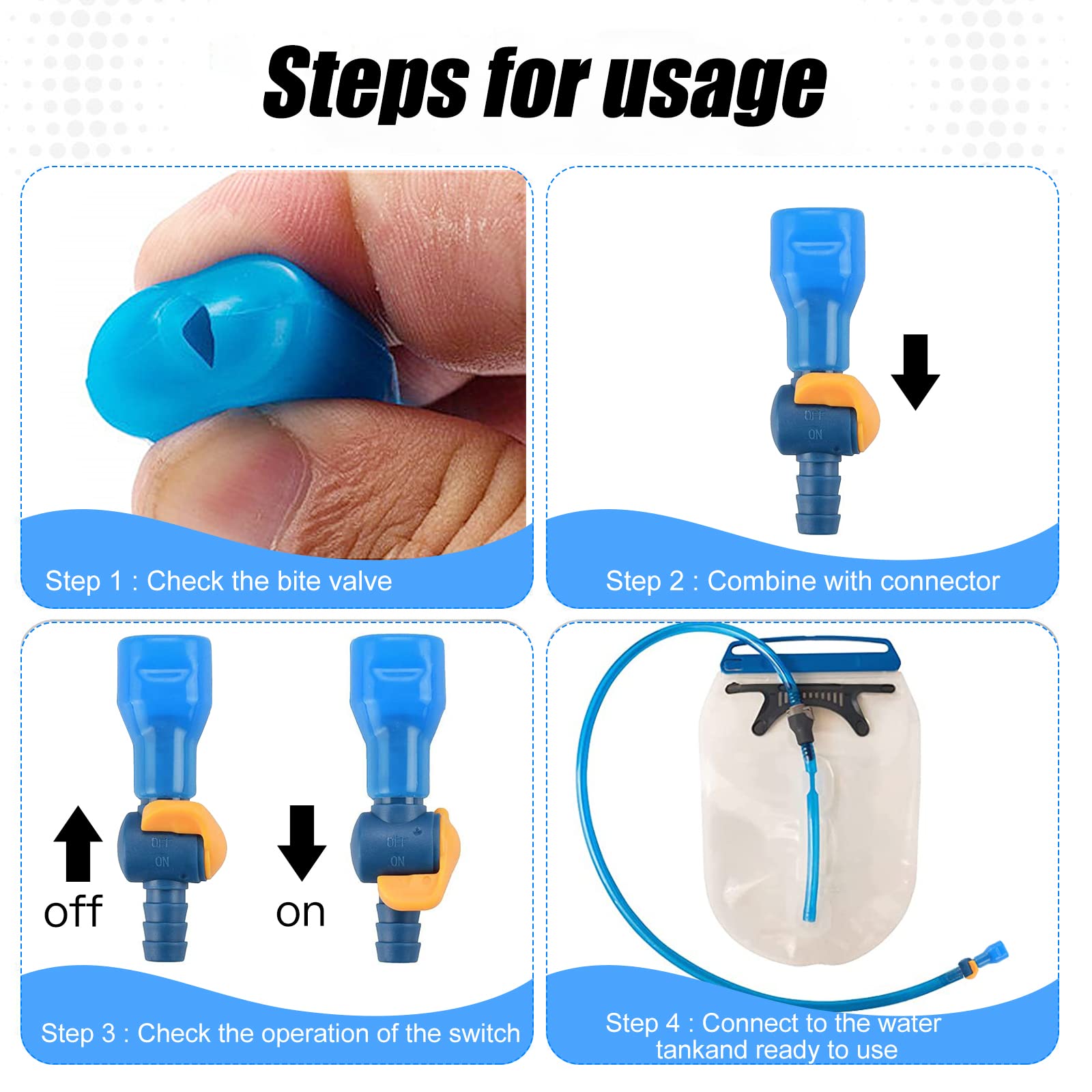 Bite Valve, 6 boccaglio in silicone con 1 tubo, per alpinismo, campeggio, attività all'aperto e serbatoio