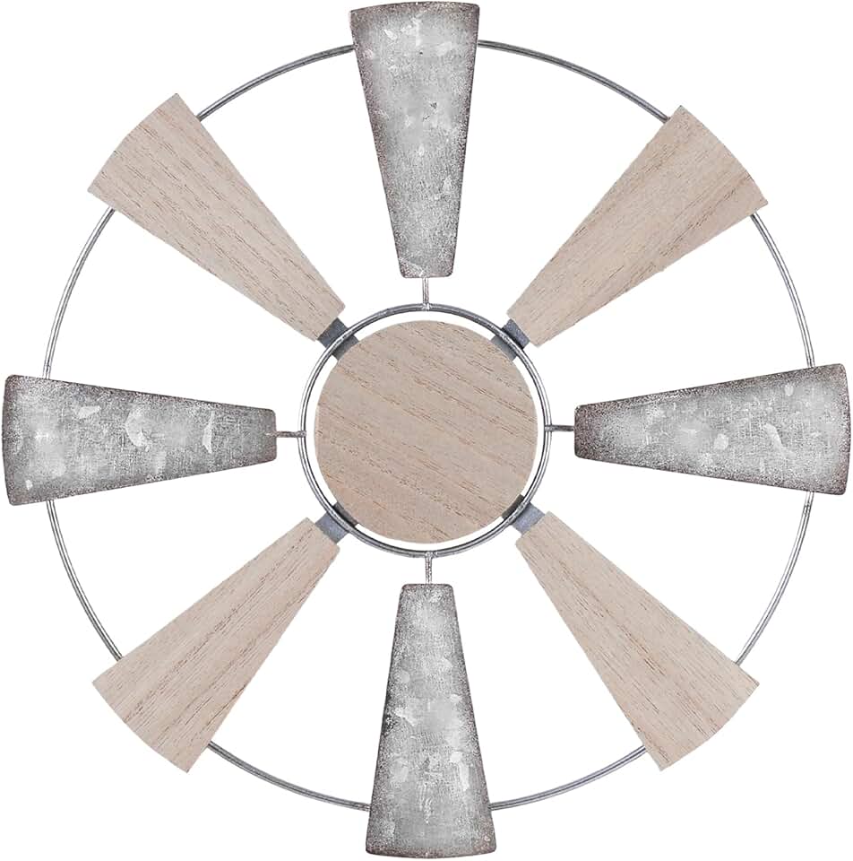 YEAHOME Farmhouse Wall Decor, 11" Wood Metal Windmill Wall Art for Rustic Farmhouse Decor, Western Country Home Decor for Kitchen, Living Room, Bathroom, House