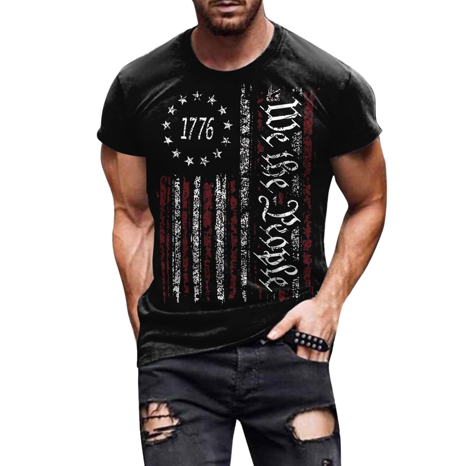 Patriotic Shirts For Mens America Flag Mens Muscle T Shirts