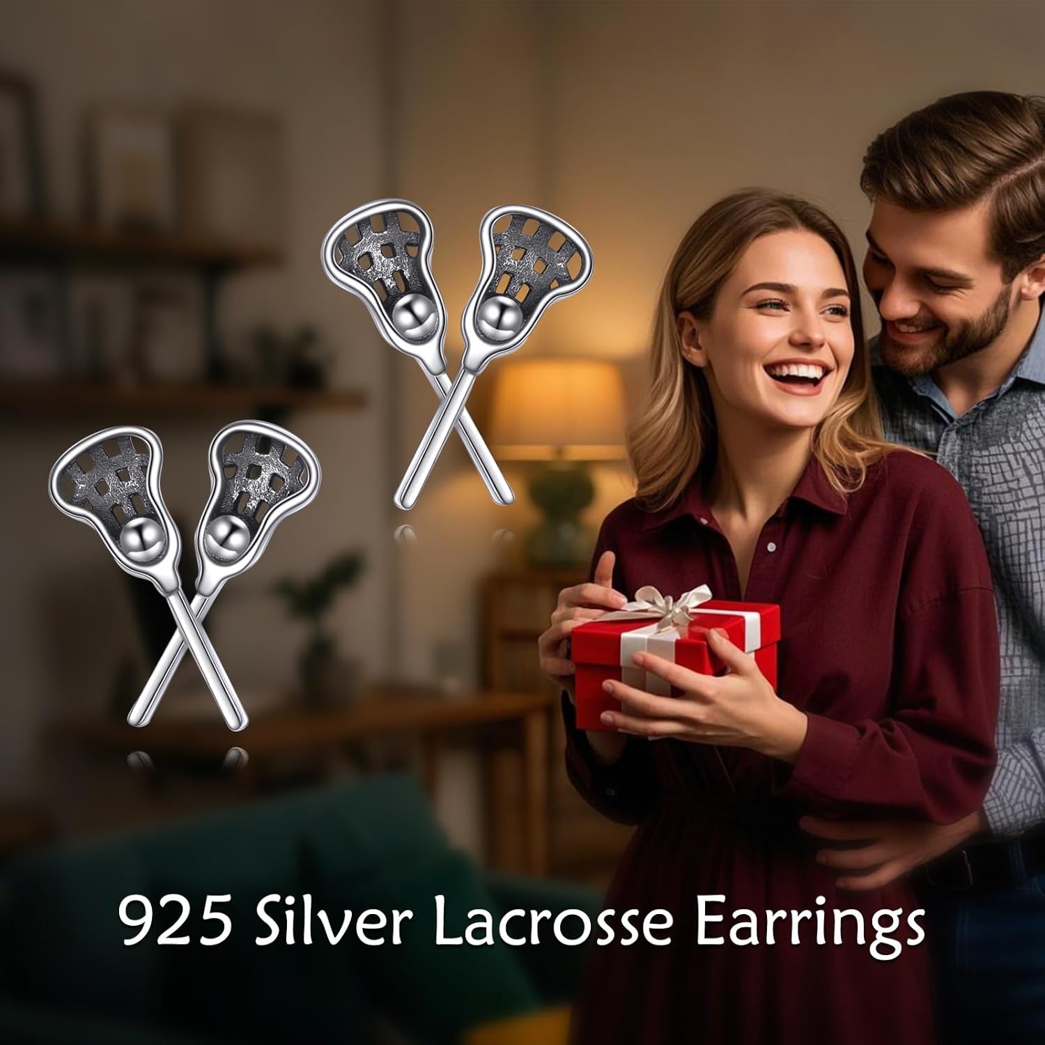 YAFEINI Sports Earrings 925 Sterling Silver Dumbbell/Lacrosse Stud Earrings Fitness Jewelry for Women Dumbbell/Lacrosse Lovers Gifts