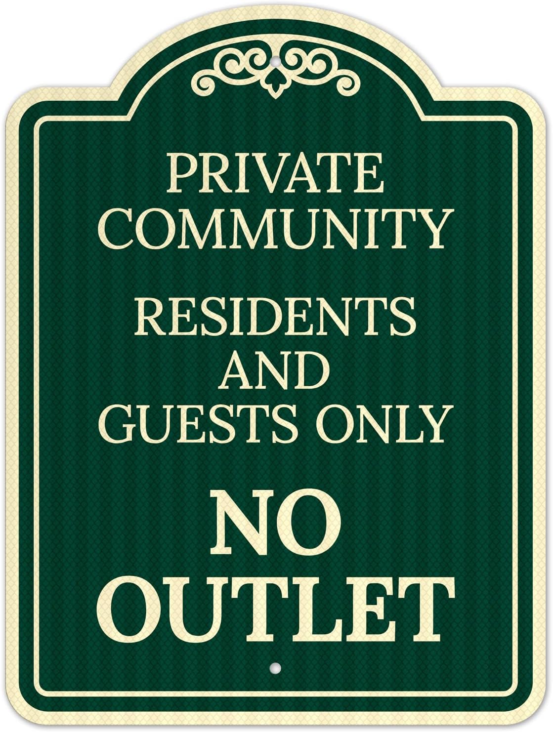 Private Community Residents and Guests Only No Outlet Decor Sign, Burgundy Dark, 12x18 Inches, ACM, Fade Resistant, Made in USA