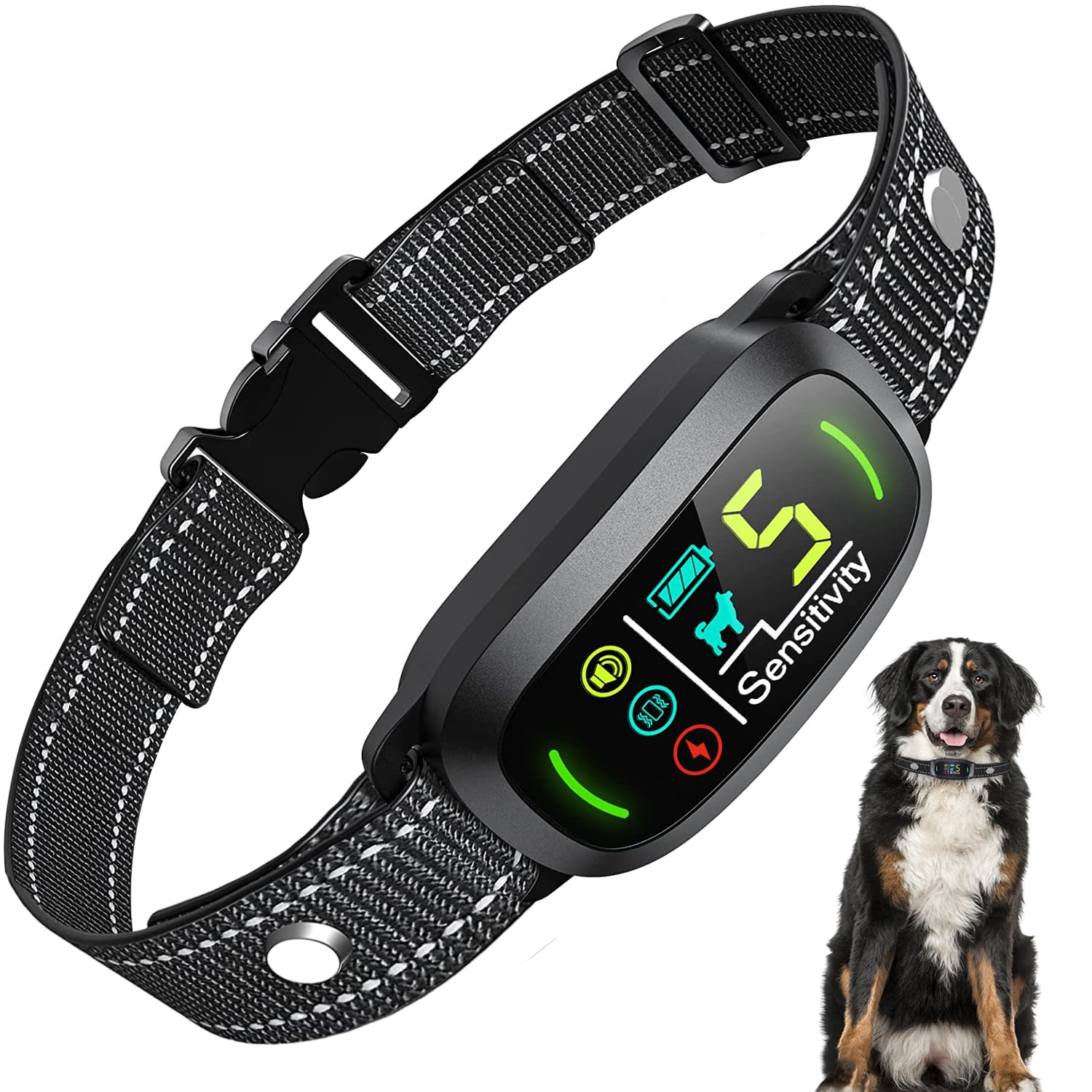 Tucnkac Collier Anti Aboiement Chien Rechargeable, Anti-Aboiement Collier avec 4 Modes, 5 Niveaux de Sensibilité, Détection Intelligente des Aboiements, Étanche IP67 pour Petit Moyen Grand Chiens