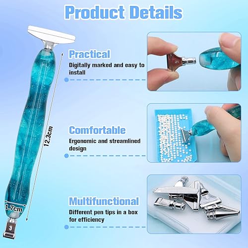 Miniatura 2 de ZYNERY Kit de 18 bolígrafos de pintura de diamante, puntas de metal y bolígrafos de resina, accesorios de herramientas de pintura de diamante con