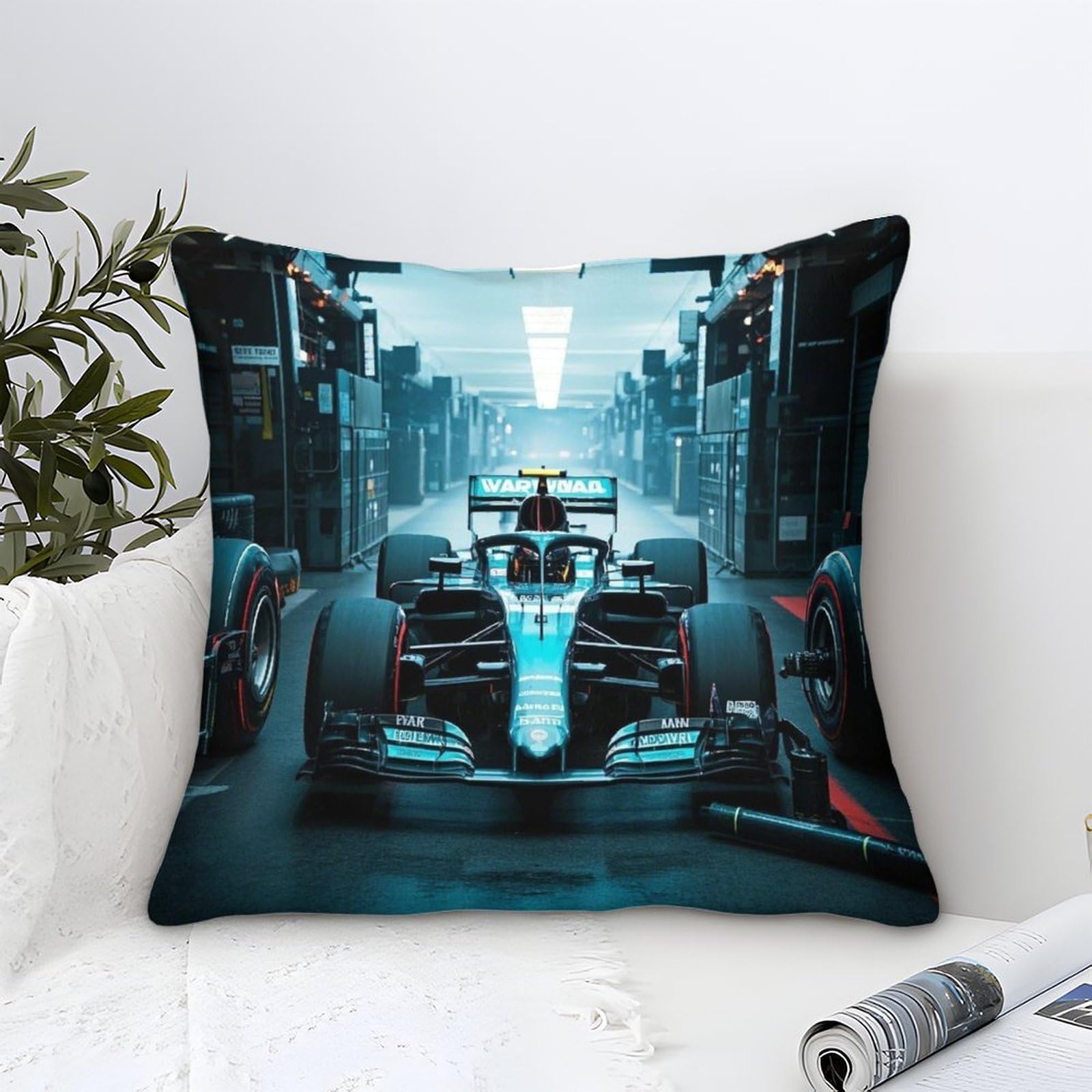 Lililaobiao Super Racing Car Throw Pillow Cover 45X45cm, Soft Decorative Formulaone Throw Pillowcases Cushion Case For Home Decor Living Room Bed Couch Car