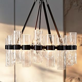Artisan Glow Recycled Glass Chandelier, Industrial Style, Handcrafted, D...