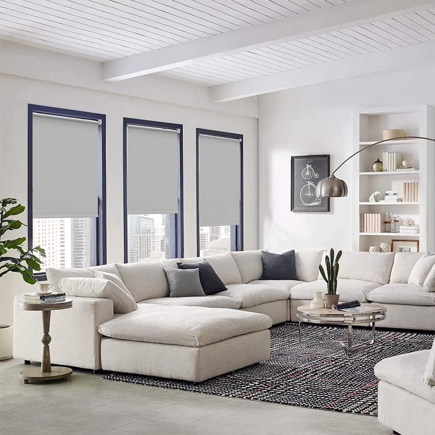 Homland Roleta zaciemniająca bez wiercenia 50 x 120 cm, jasnoszara, zasłona zaciemniająca z powłoką srebrną, izolacja termiczna, prosta instalacja, do sypialni, salonu, kuchni, łazienki
