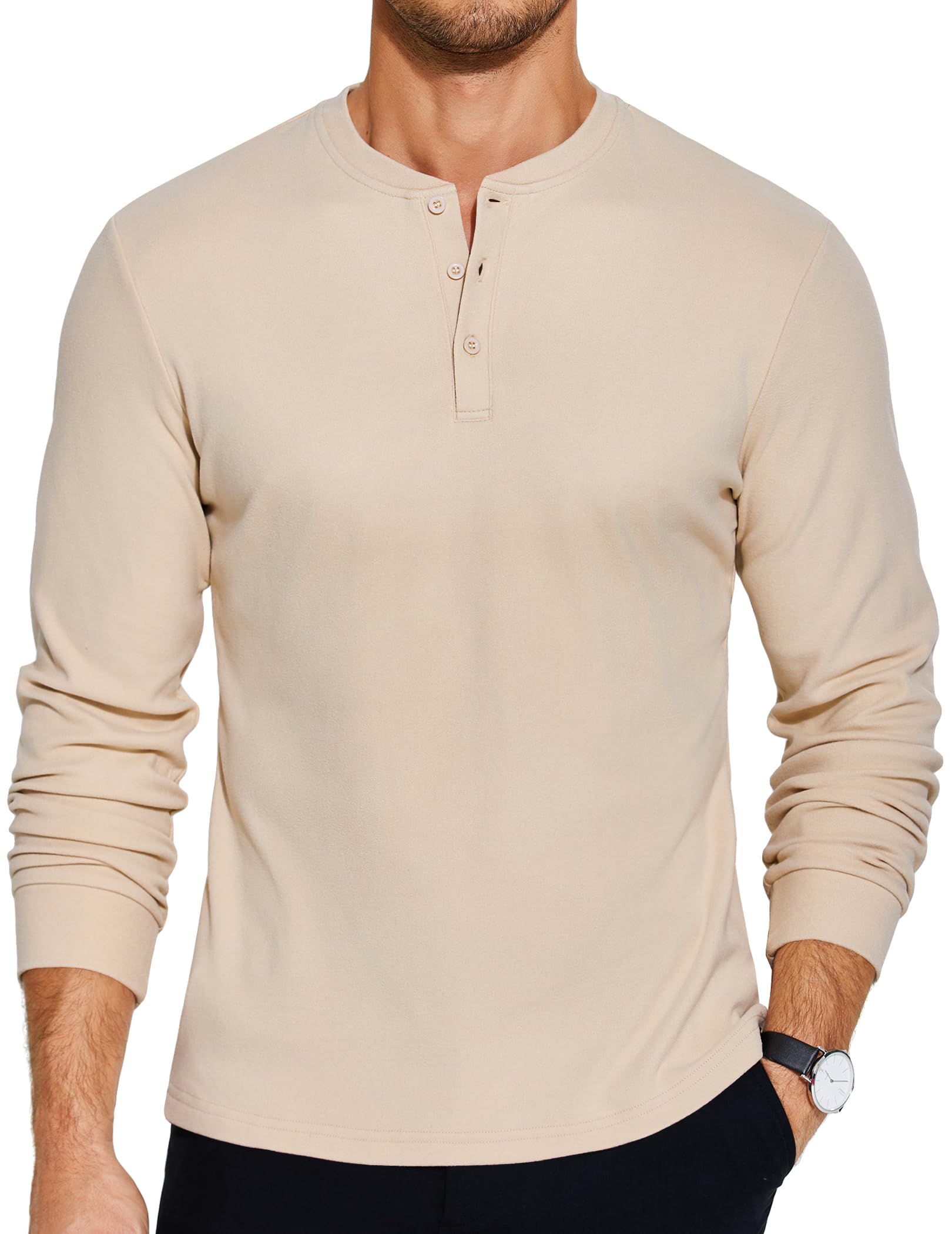 COOFANDY Men's Henley Long Sleeve